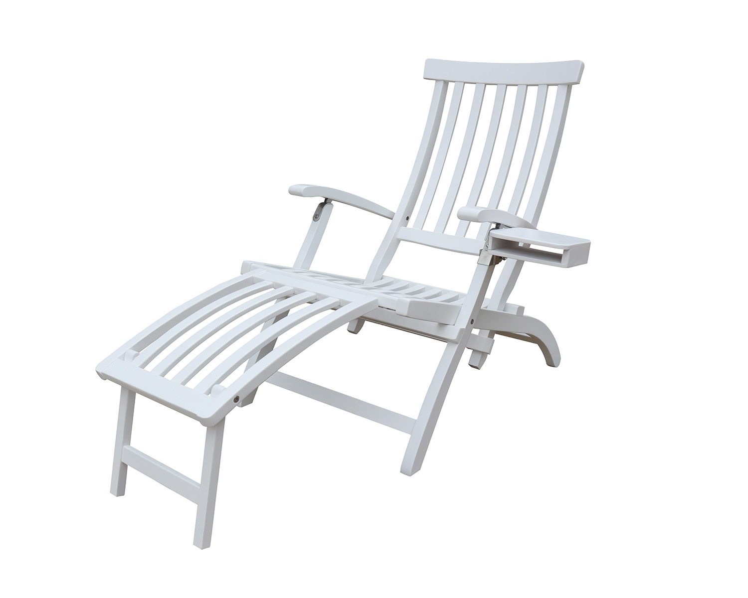 Lobby däckstol Vit inkl. bricka & regnskydd