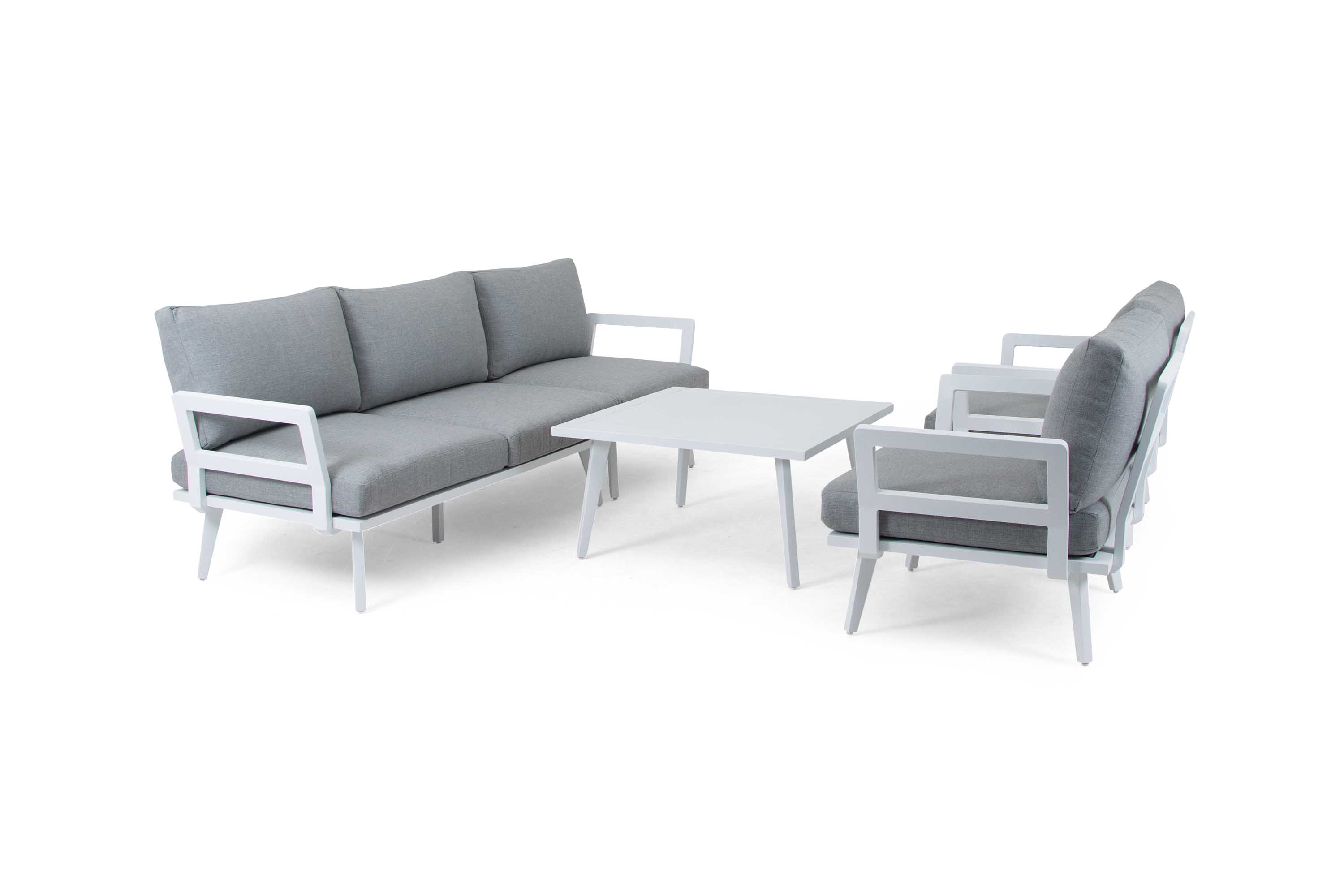 Brafab Villac sofagruppe Hvid med grå hynde 3-personers sofa, 2 st gyngestol & bord