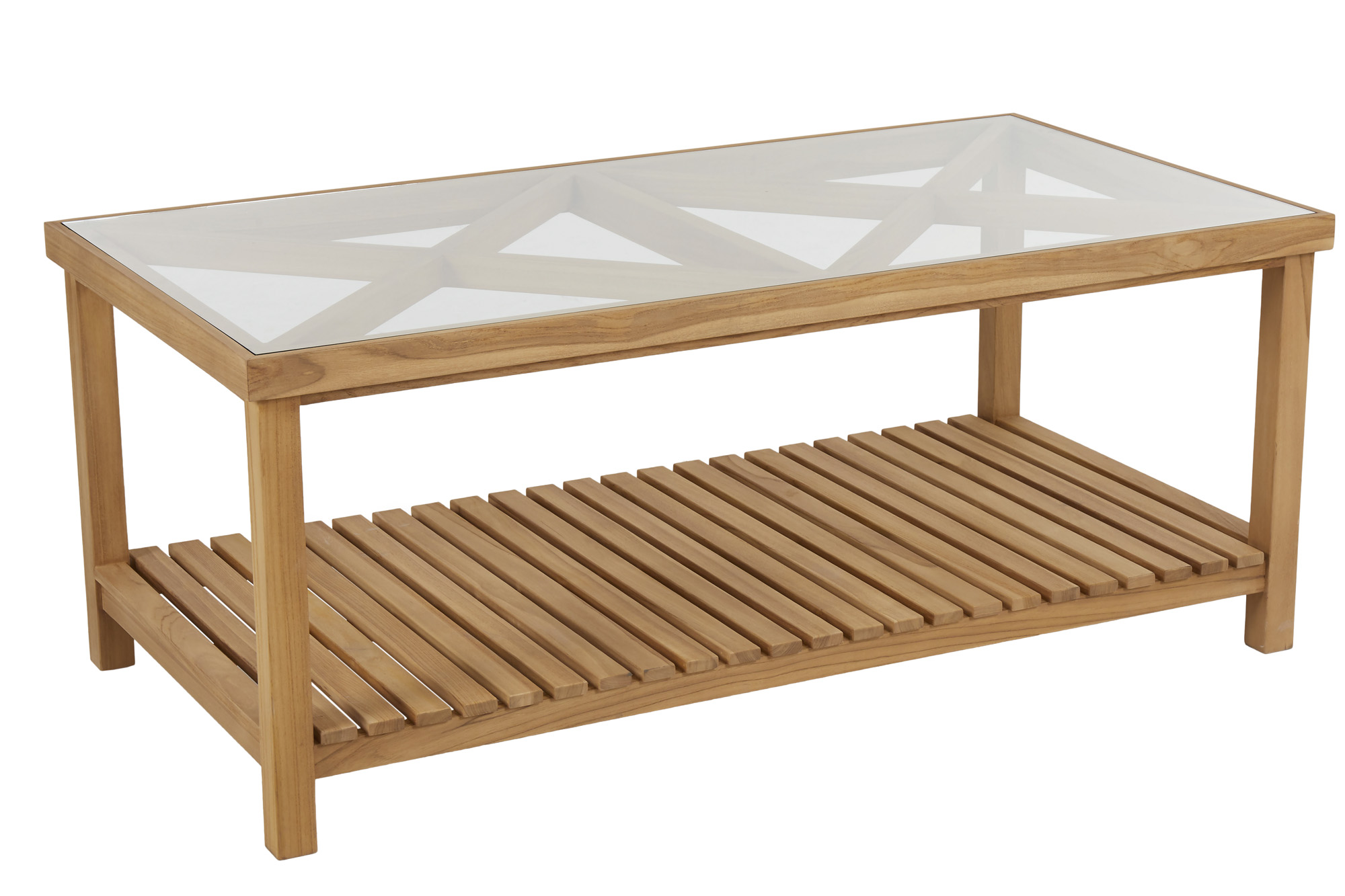 Brafab Varm salongbord Teak med glas 135x55x70 cm