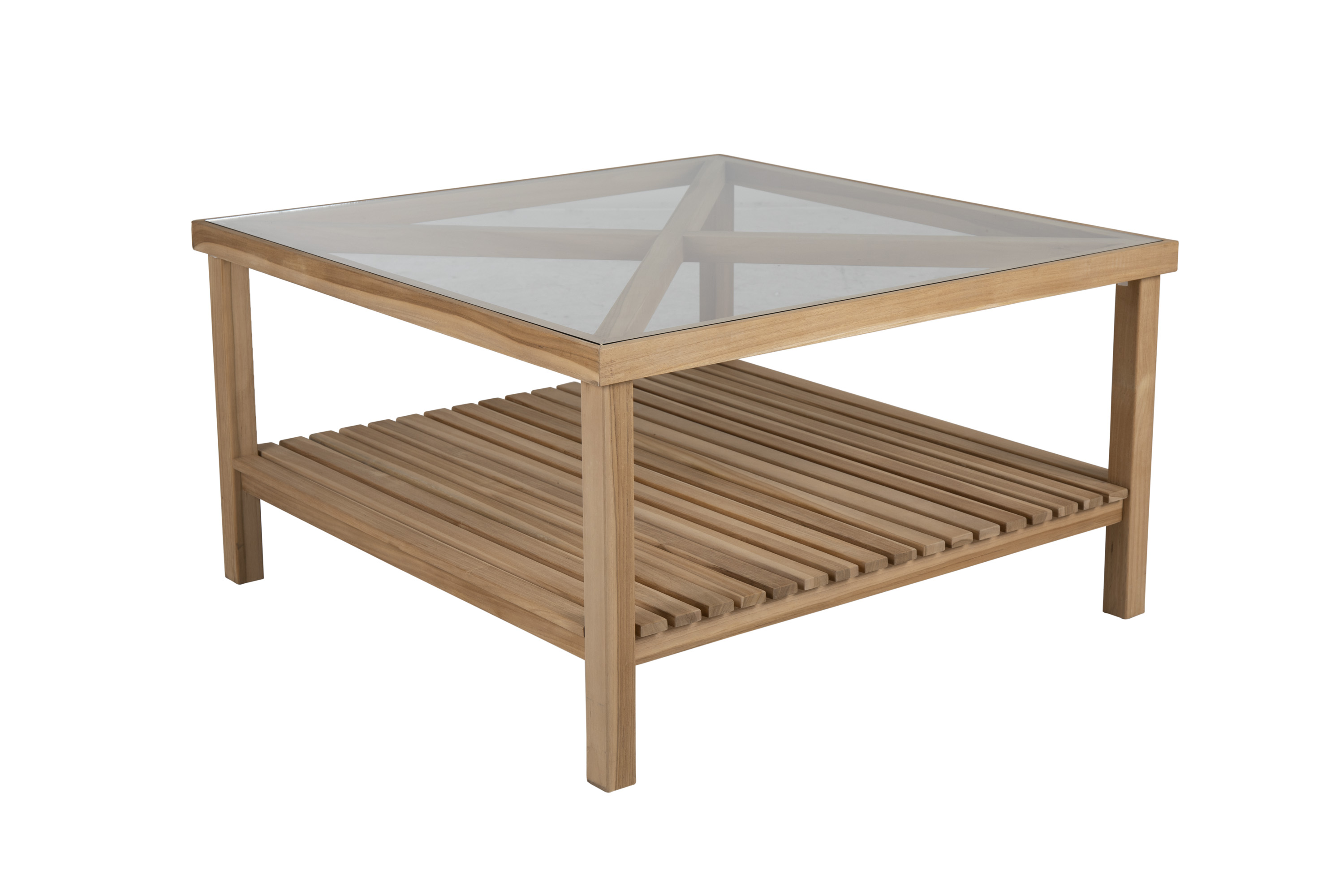 Brafab Varm salongbord Teak med glas 100x55x100 cm