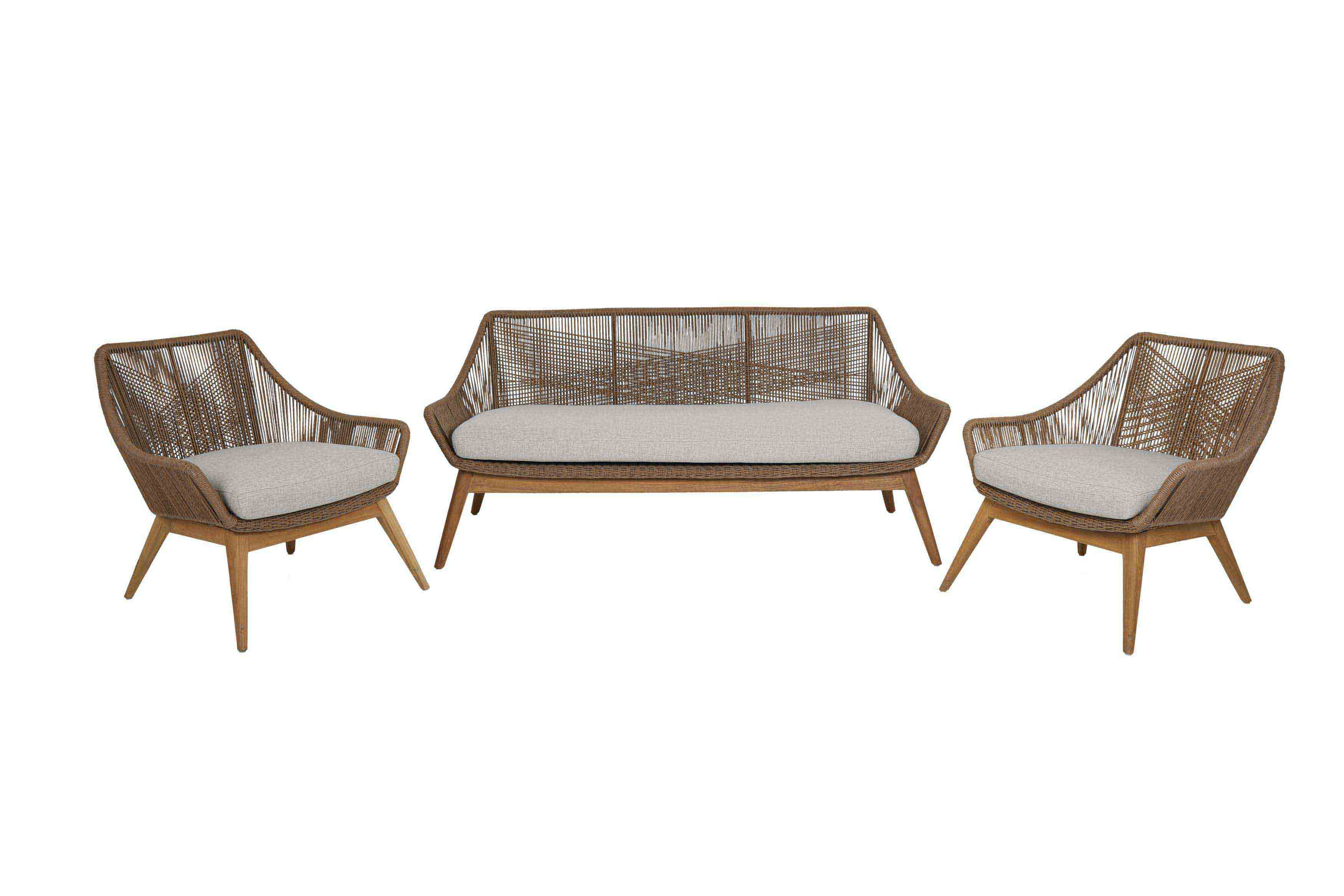 Brafab Hassel sofagruppe Natur med beige hynde 2,5-personers sofa & lænestoler