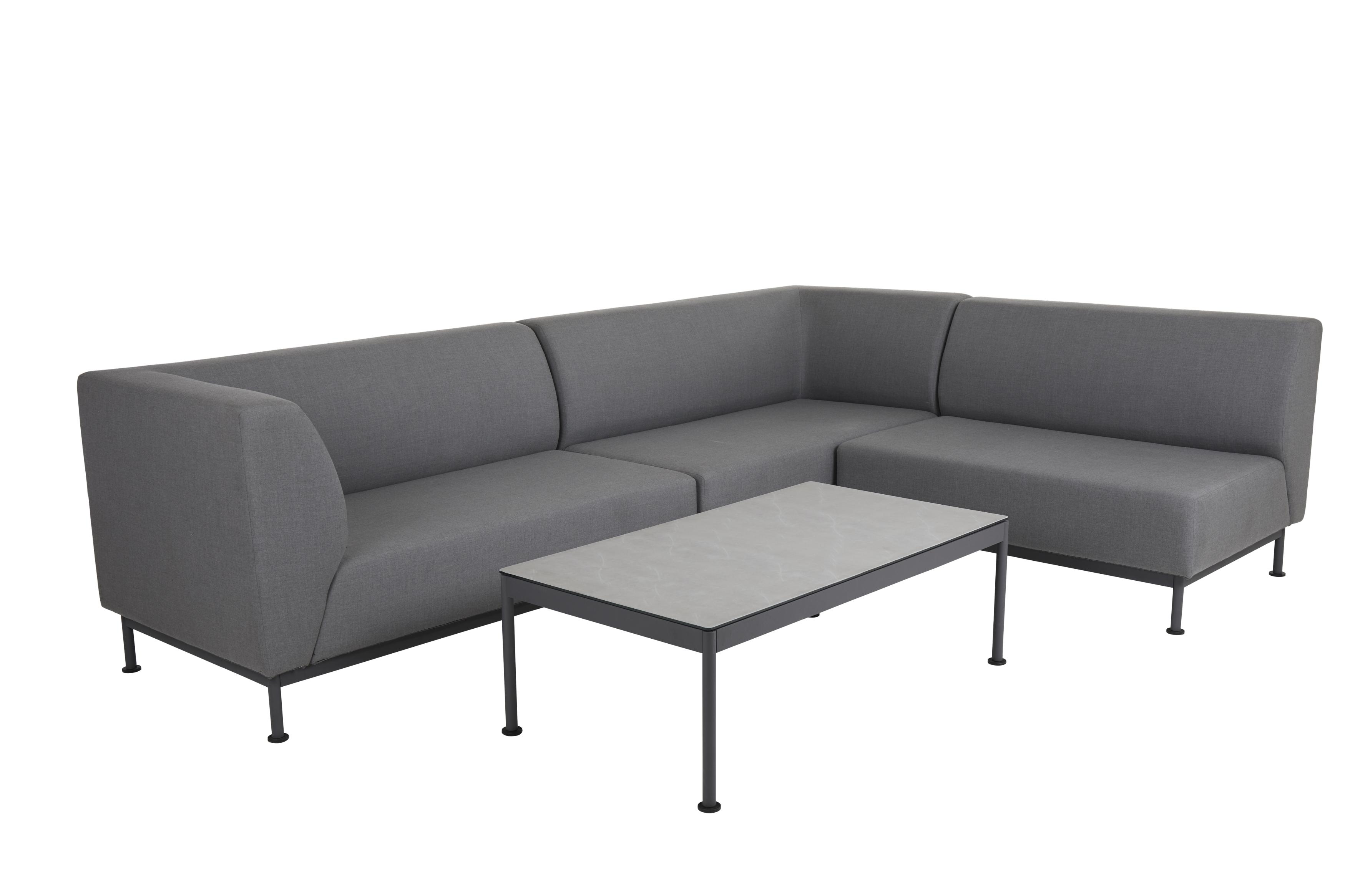 Brafab Norrsken sofagruppe Antracit med grå hynde 3 st 2-personers ende (lang venstre) & bord