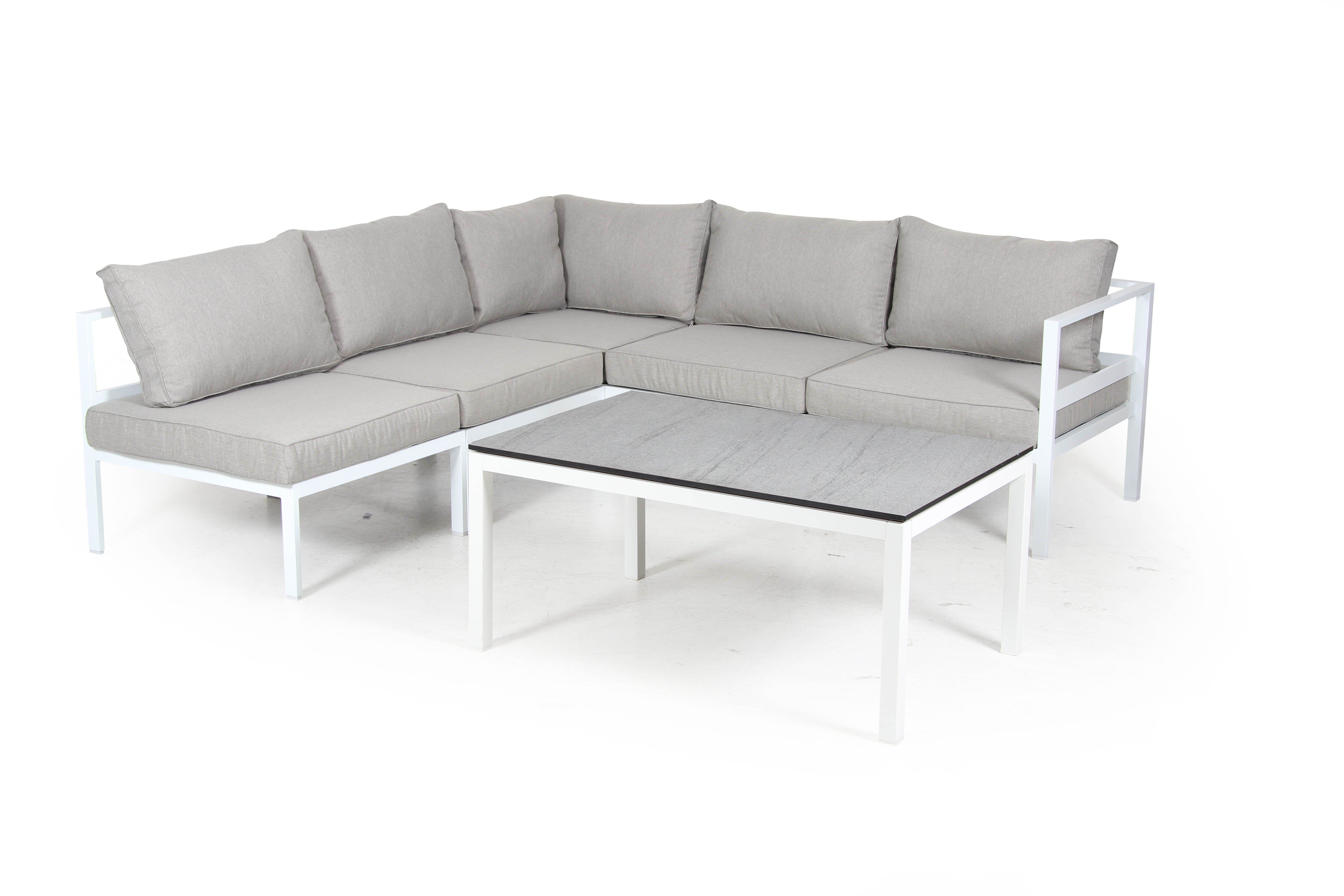 Brafab Leone sofagruppe Mat hvid med grå hynde 3 hjørner og 2 midt