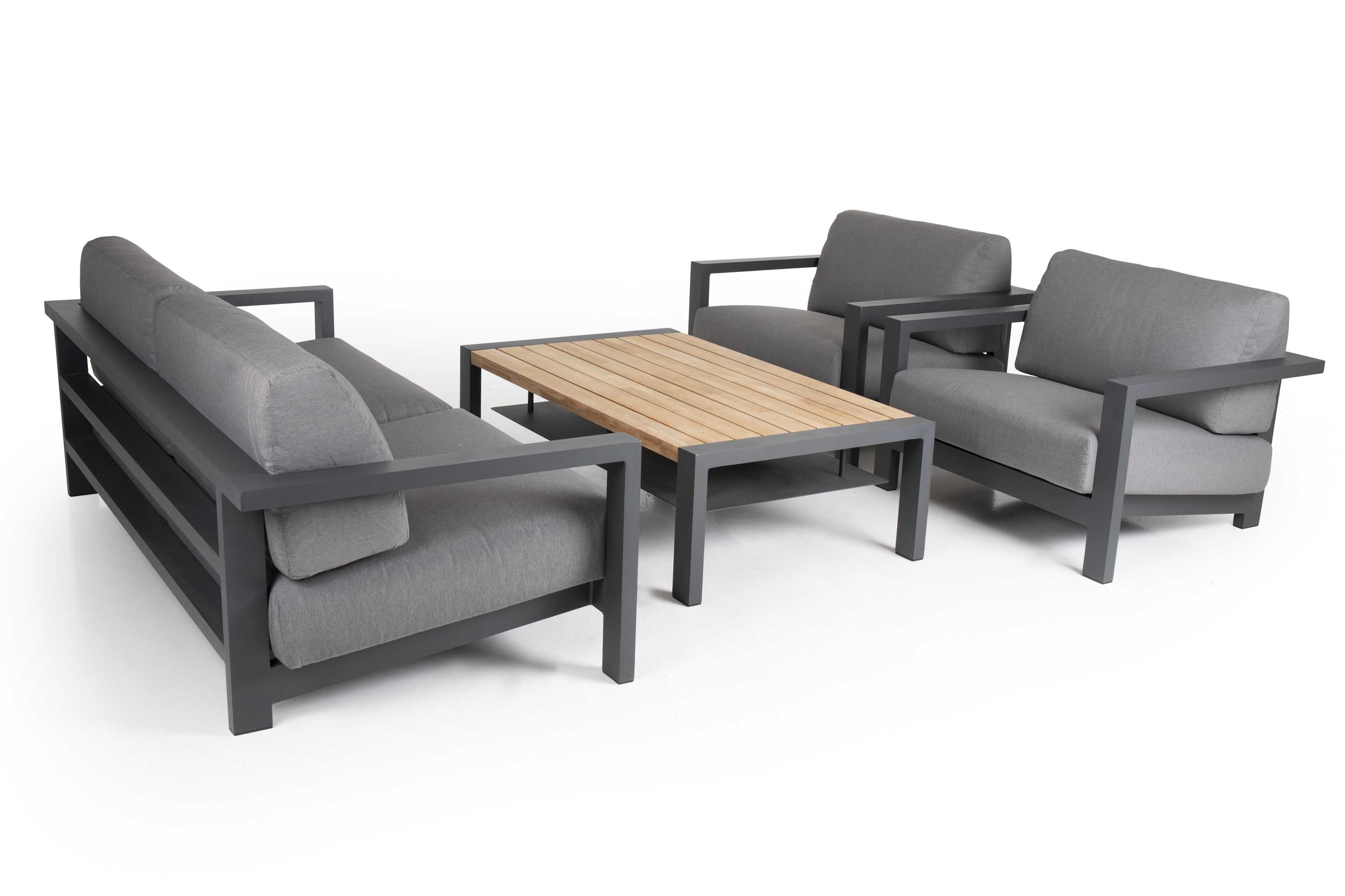Brafab Amesdale sofagruppe Antracit med grå hynde 3-personers sofa, 2st lænestoler & bord