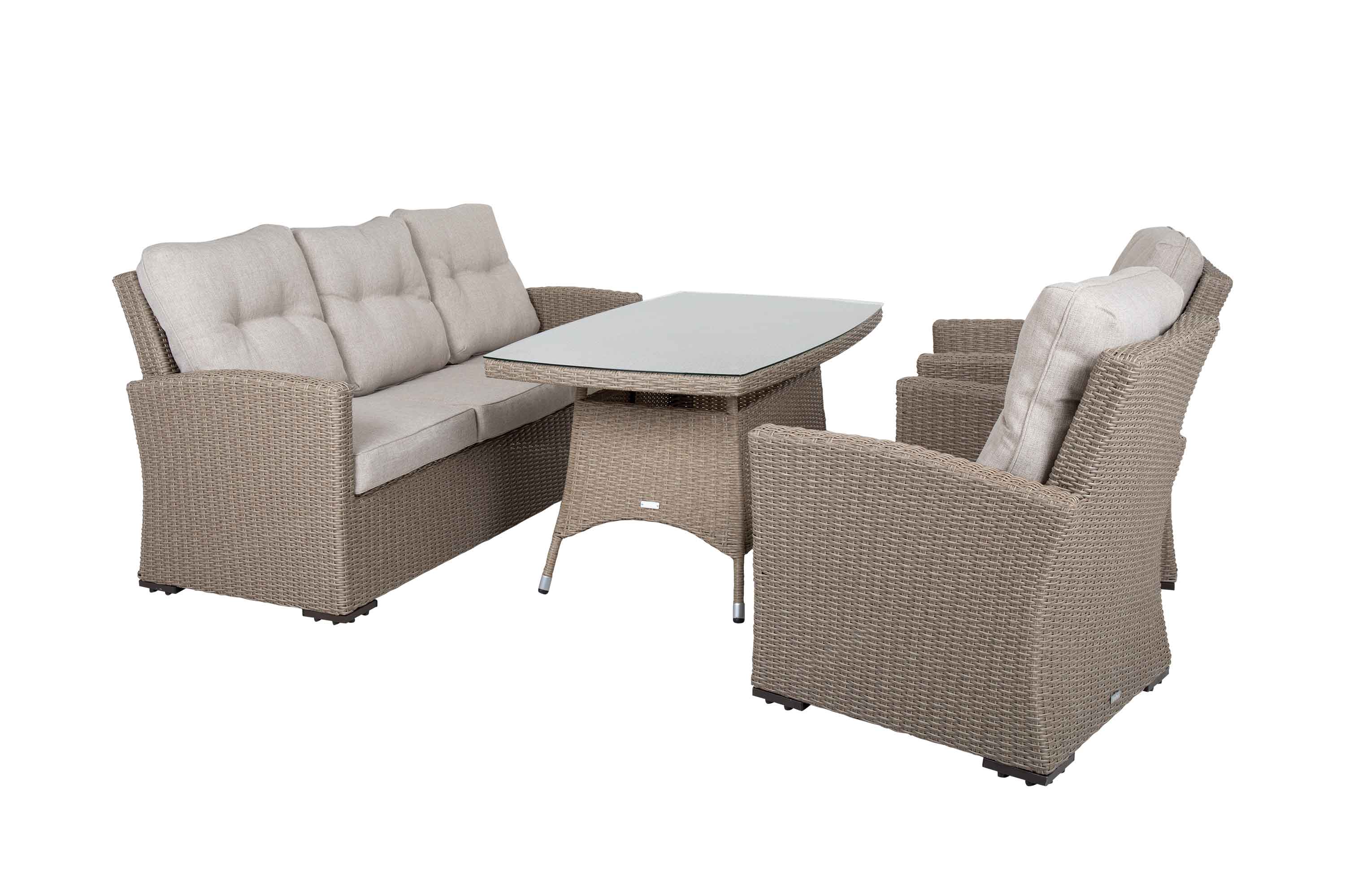 Brafab Ashfield sofagruppe Beige med beige hynde 3-personers sofa, 2 lænestoler & bord 140 cm