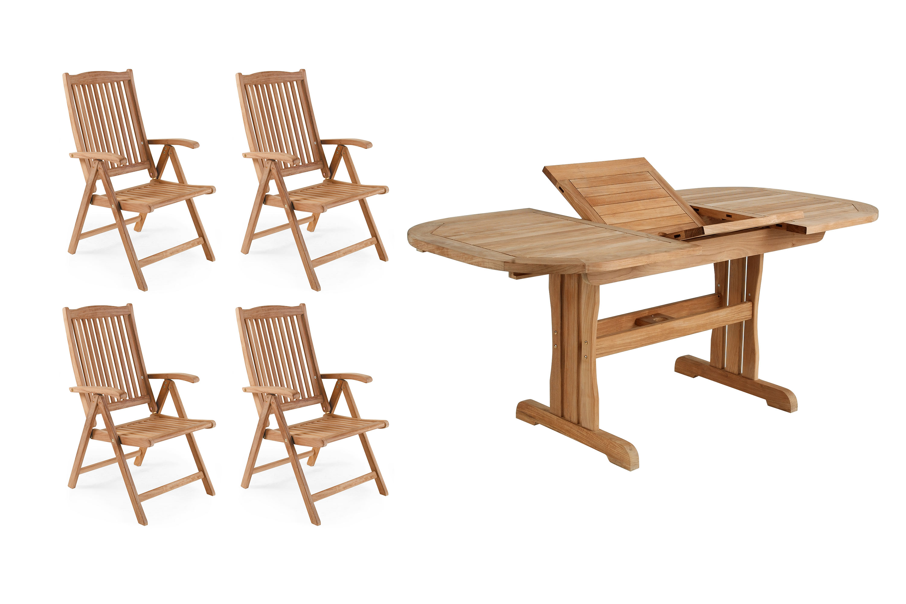 Brafab Veronica & Melbourne matgruppe Teak 4 posisjonstoler & bord 190-240x100 cm