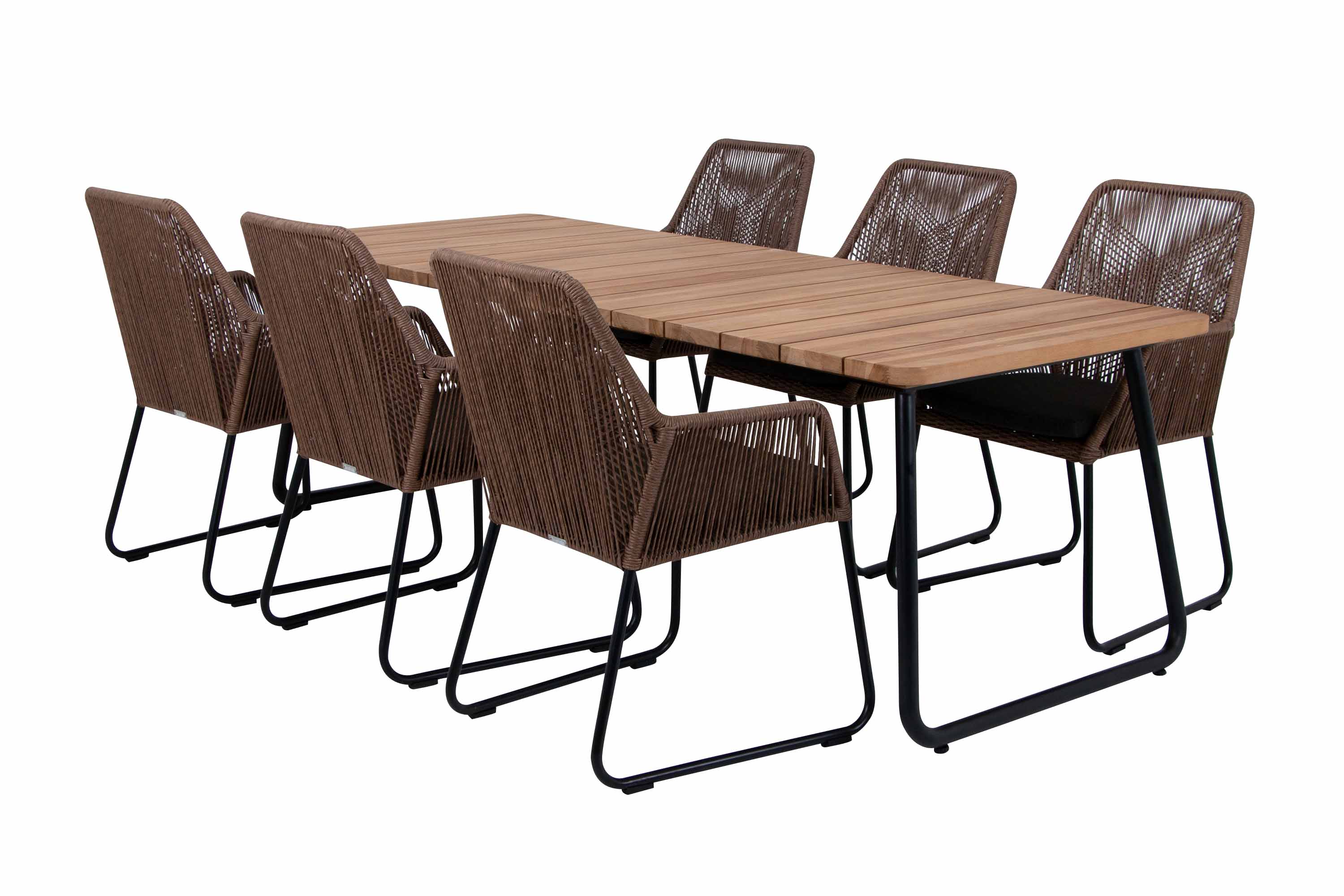 Brafab Midway & Nolli spisegruppe Natur/teak 6 lenestoler & bord 175x90 cm