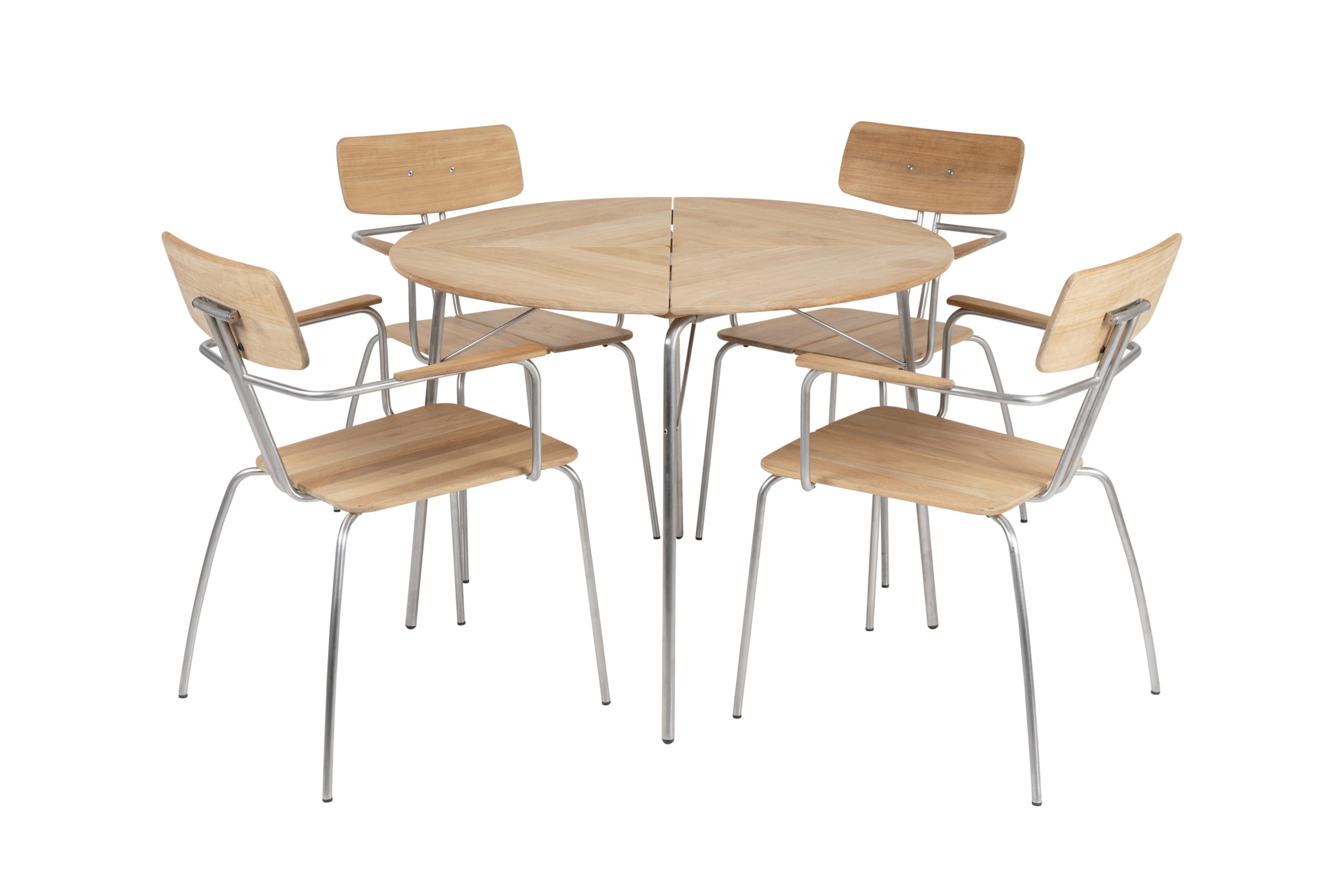 Brafab Kozani spisegruppe Teak/rustfrit stål 4 lænestoler & bord 100 cm