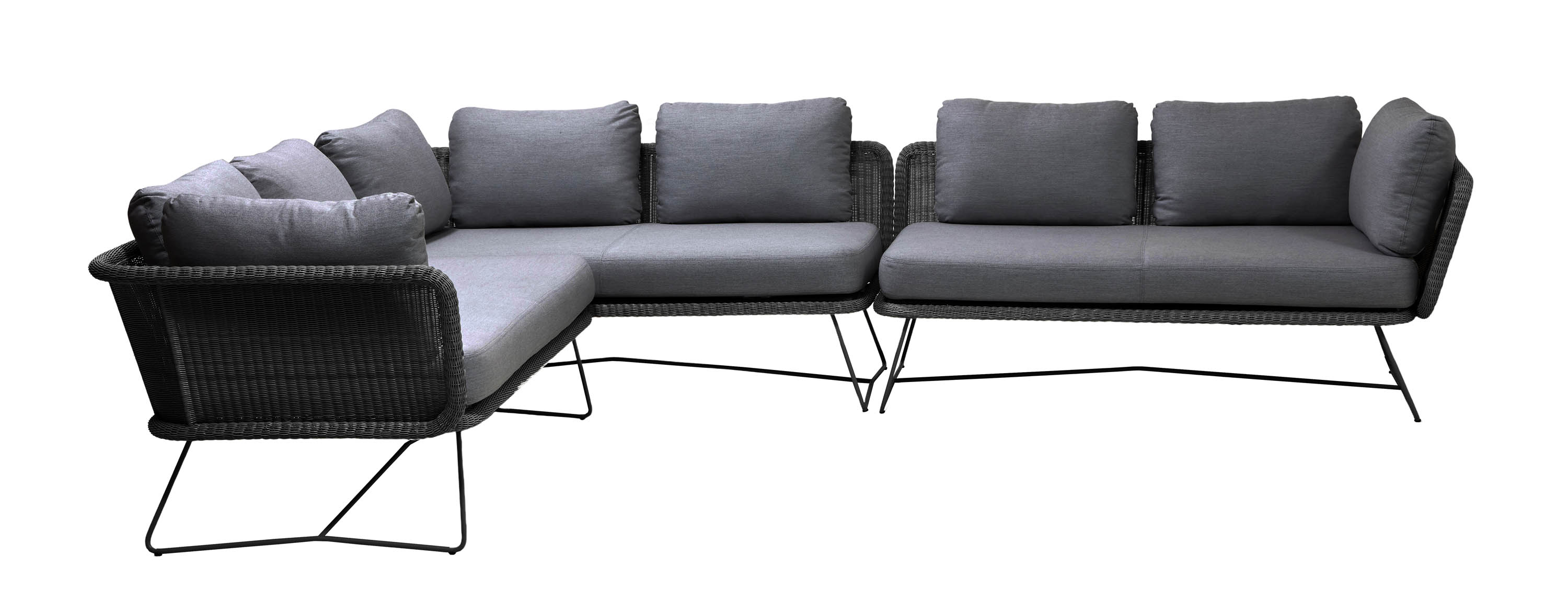 Cane-line Horizon sofagruppe 3st 2-sitsavslut Grå med grå pude