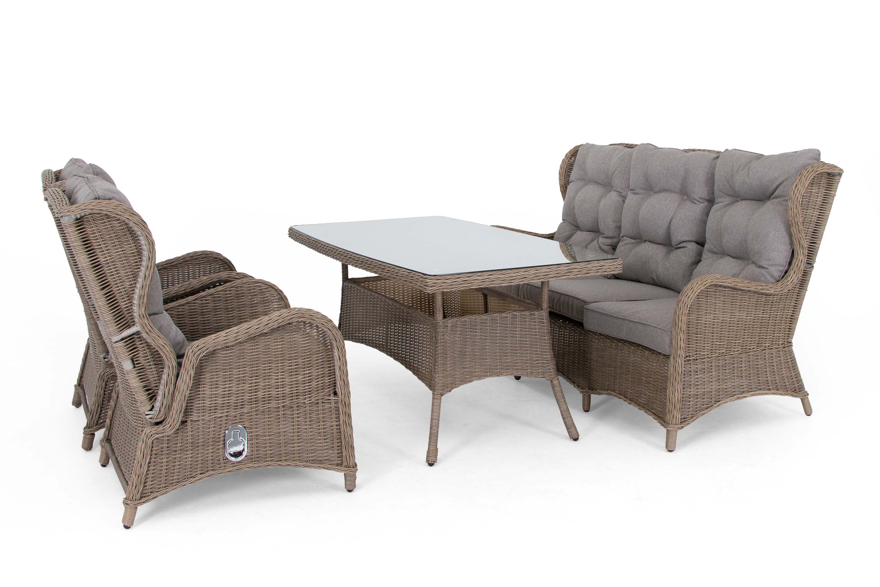 Selected Home Easton sofagruppe Natur med beige hynde 3-personers sofa, 2st lænestoler & bord