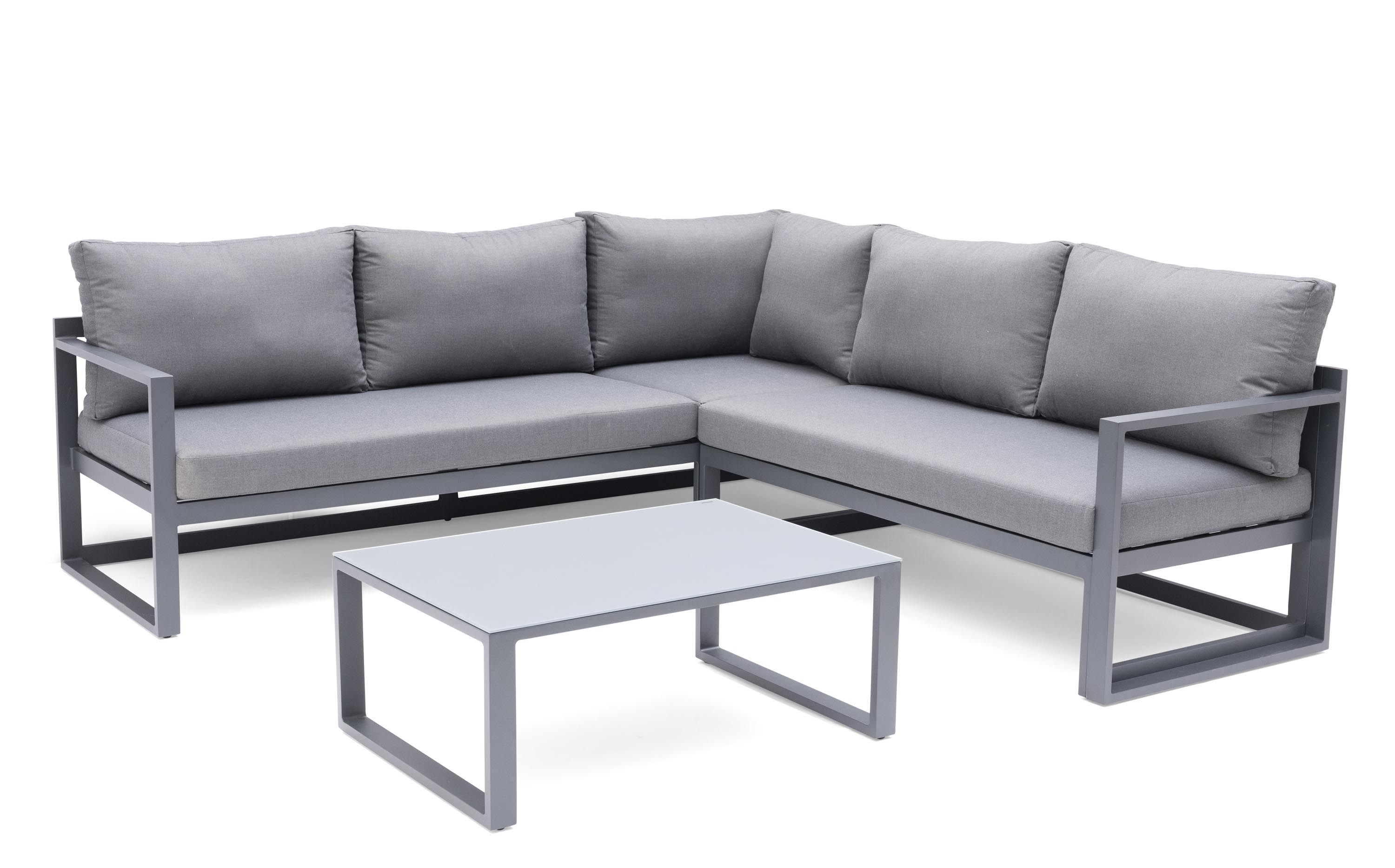 Hillerstorp Lundamo hjørnegruppe Kull med antrasitt pute 3-seter sofa, 2-seter modul & bord