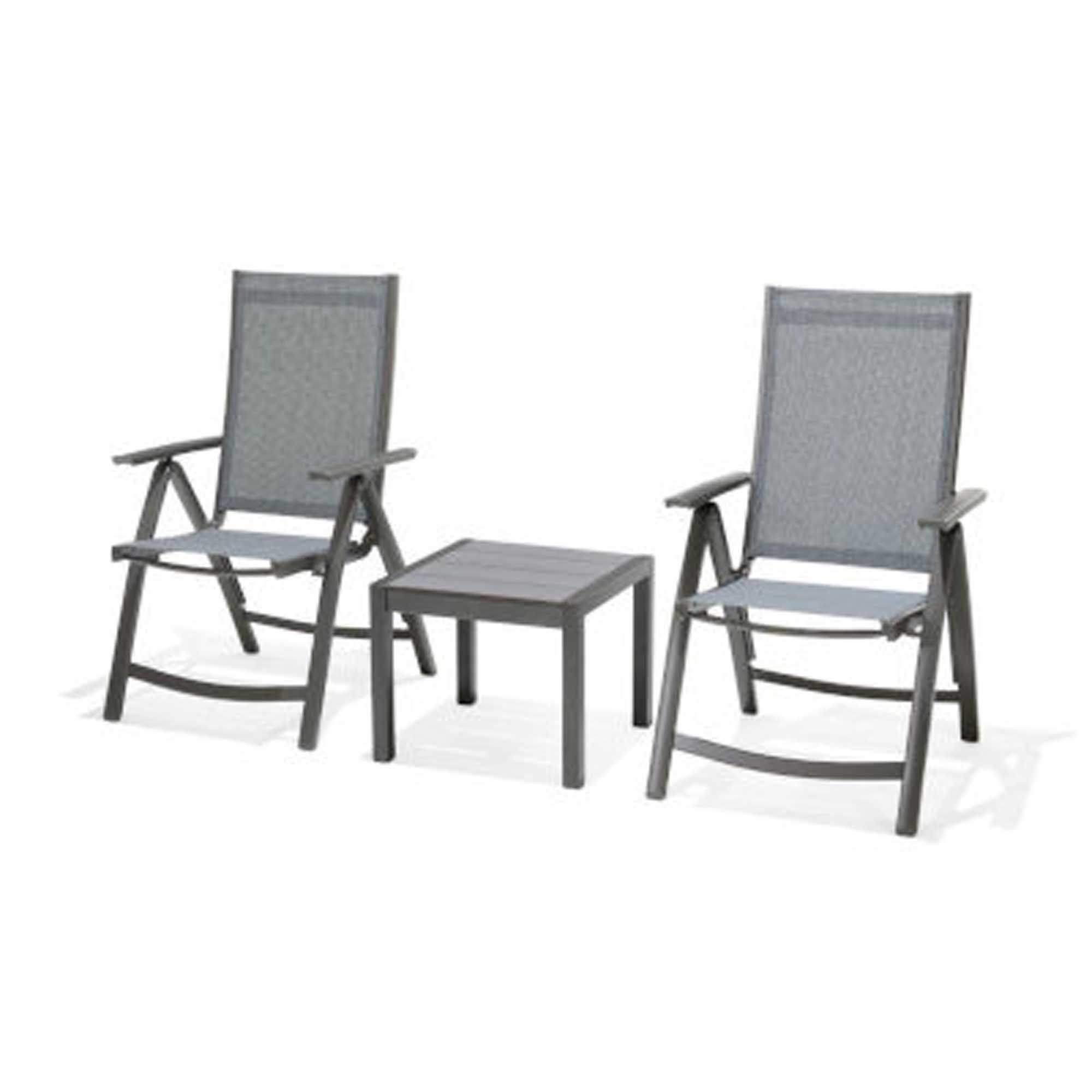 Lifestyle Garden Solana kafésett Grå/grå 2 posisjonsstoler & bord 50x50 cm