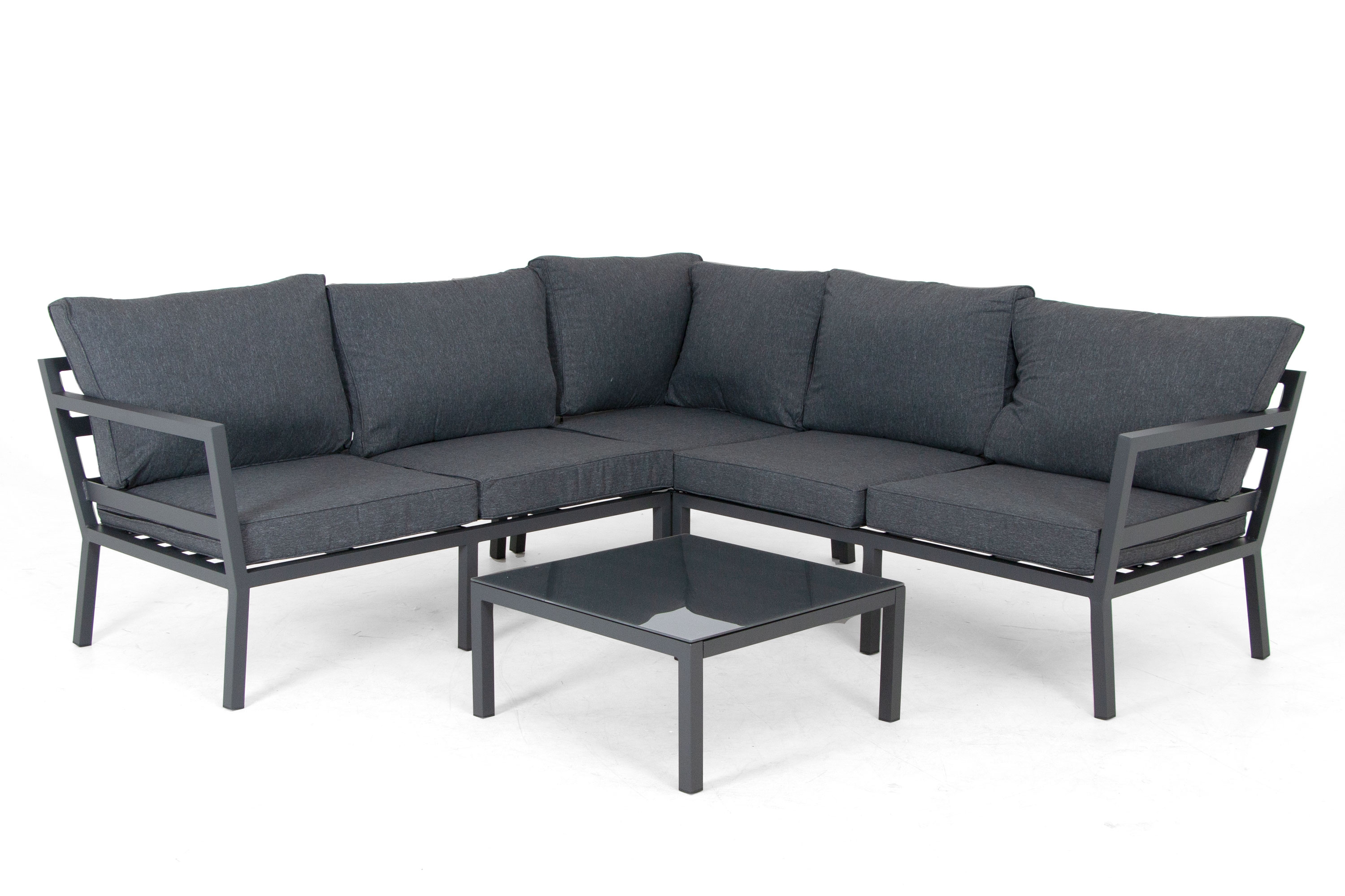 Selected Exclusive Göteborg sofagruppe Grå med grå pute 2 st 2-seter ende, hjørne & bord 68x68 cm