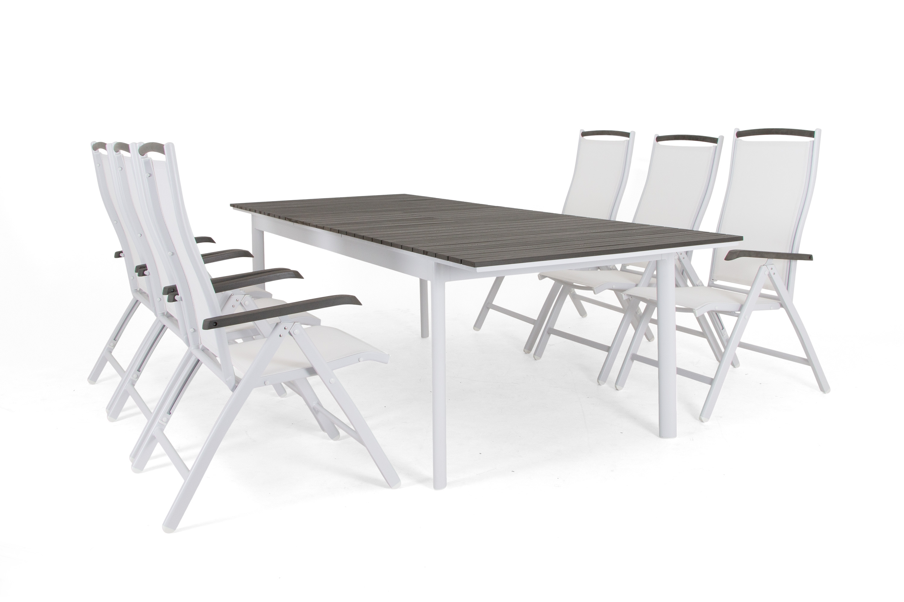 Selected Home Nice spisebordsæt Hvid/hvid i nonwood 6 stole & bord 205-260x90 cm