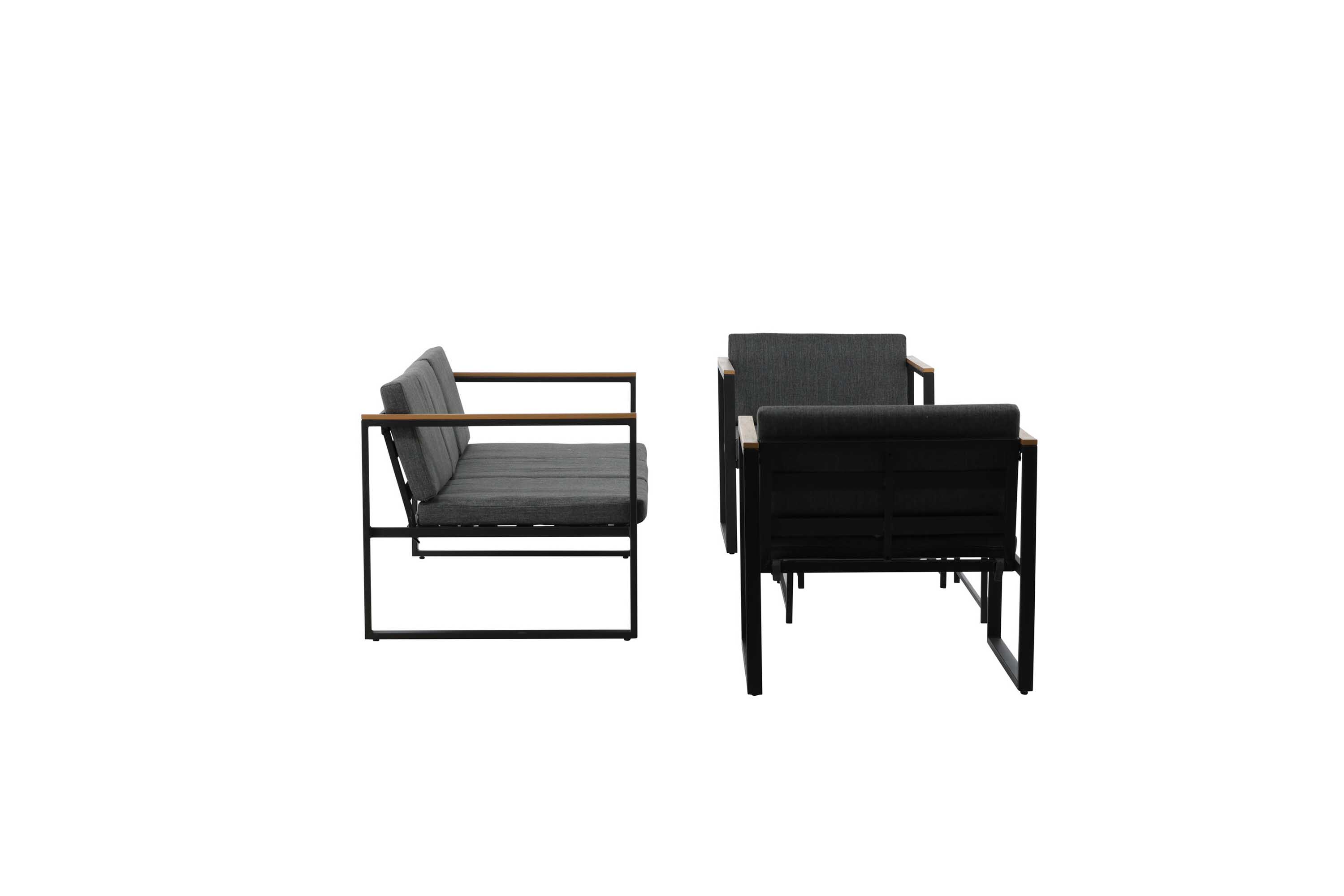 Venture Design Dakar sofagruppe Sort med grå hynde 3-personers sofa, 2 lænestole & 2 bord