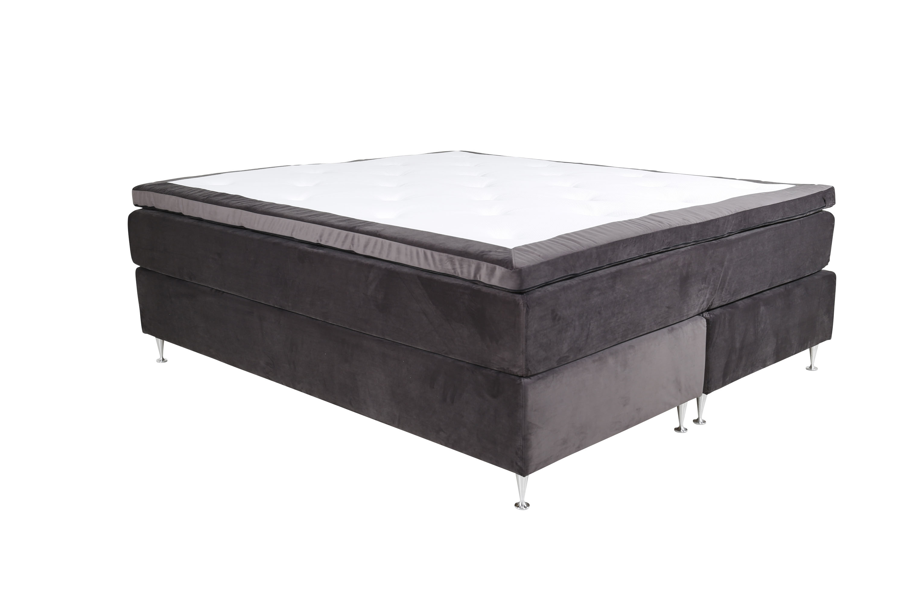 Venture Design Furudal kontinental seng Mørkegrå fløjl 160 cm Medium