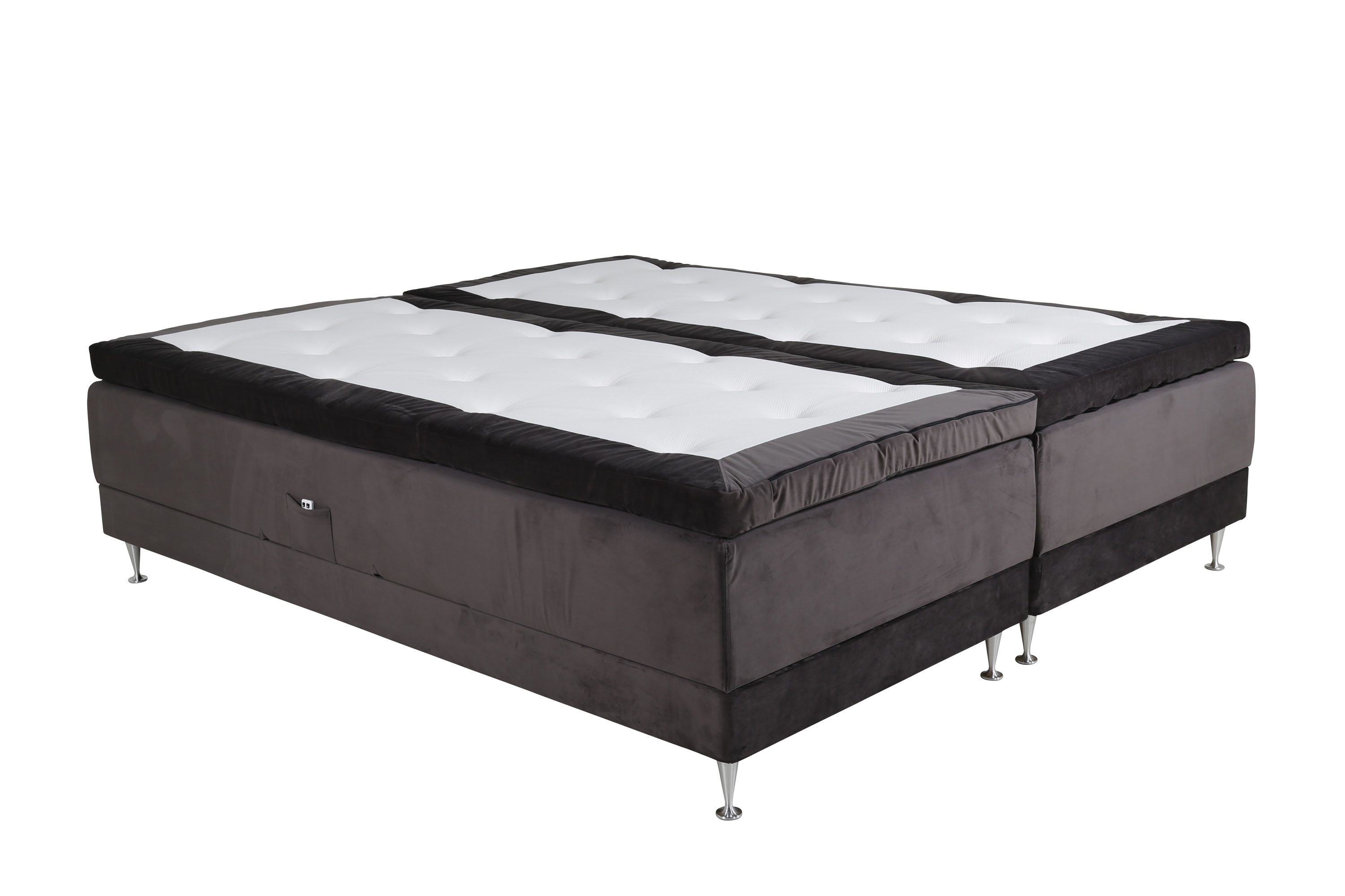 Venture Design Vansbro kontinental seng Mørkegrå fløjl 180 cm Medium