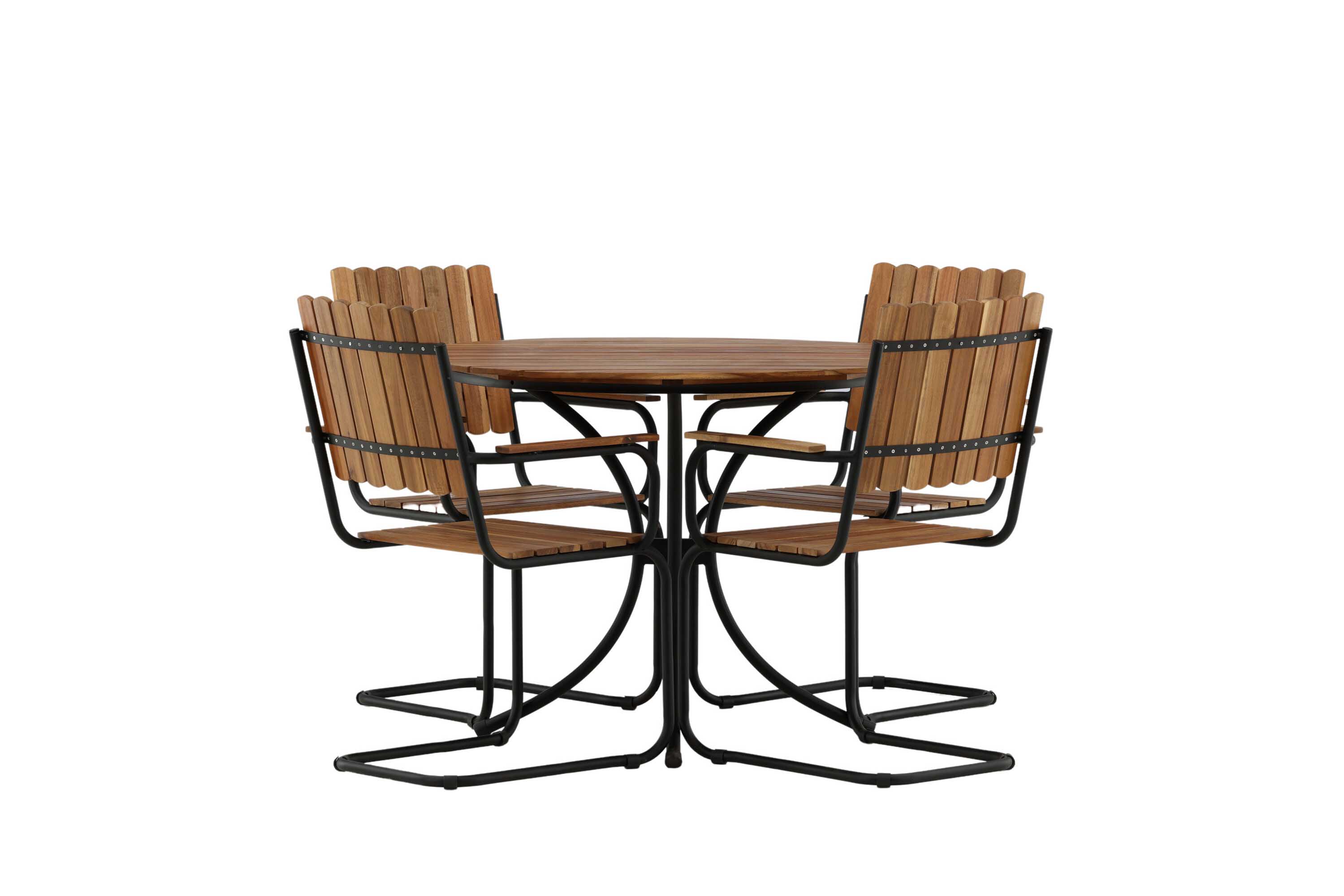 Venture Design Holmsund spisegruppe Akasie/svart 4 stoler & bord 103 cm