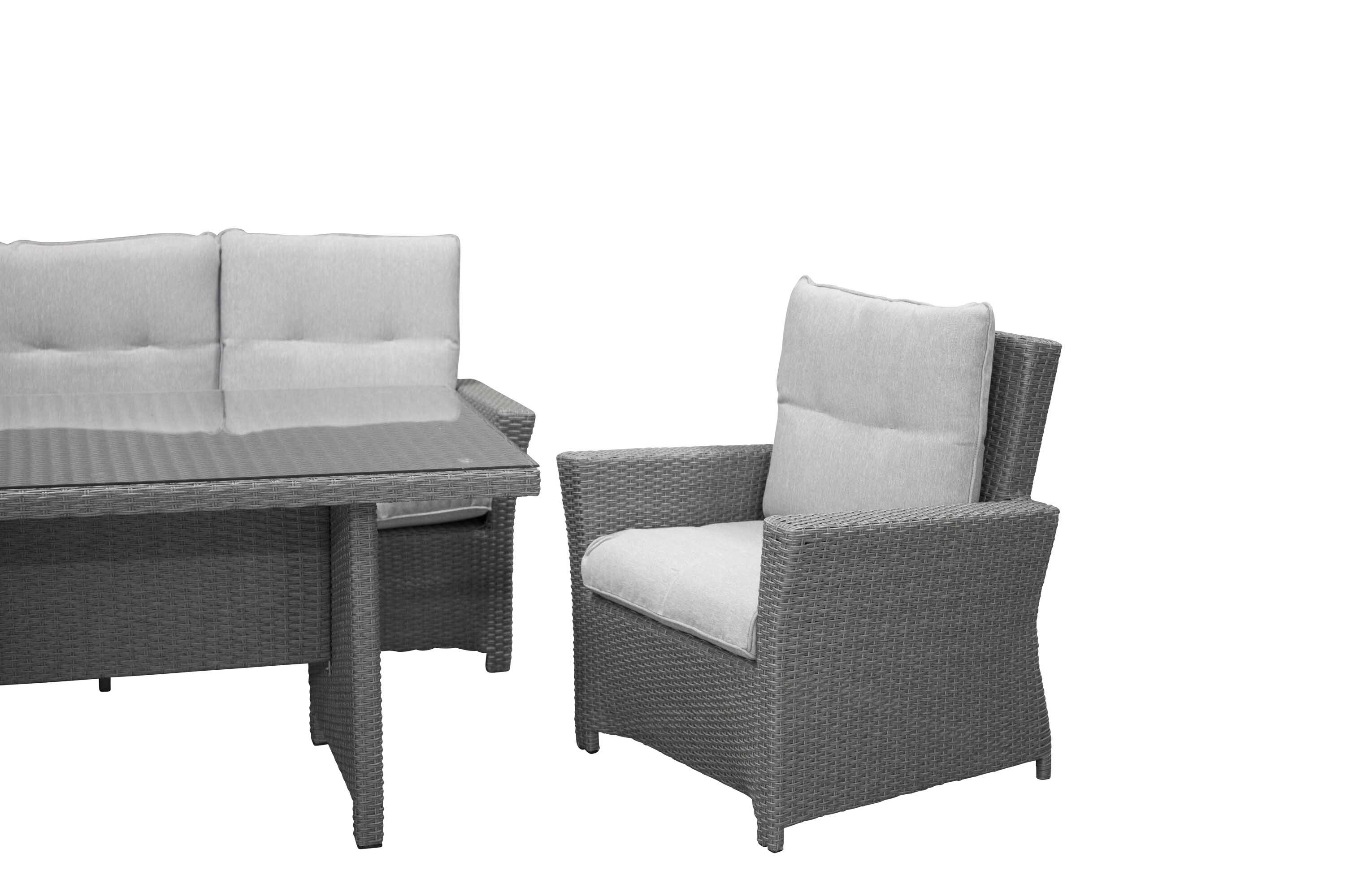 Venture Design Brentwood sofagruppe Grå med grå hynde 3-personers sofa, 2 lænestole & bord 145x85 cm