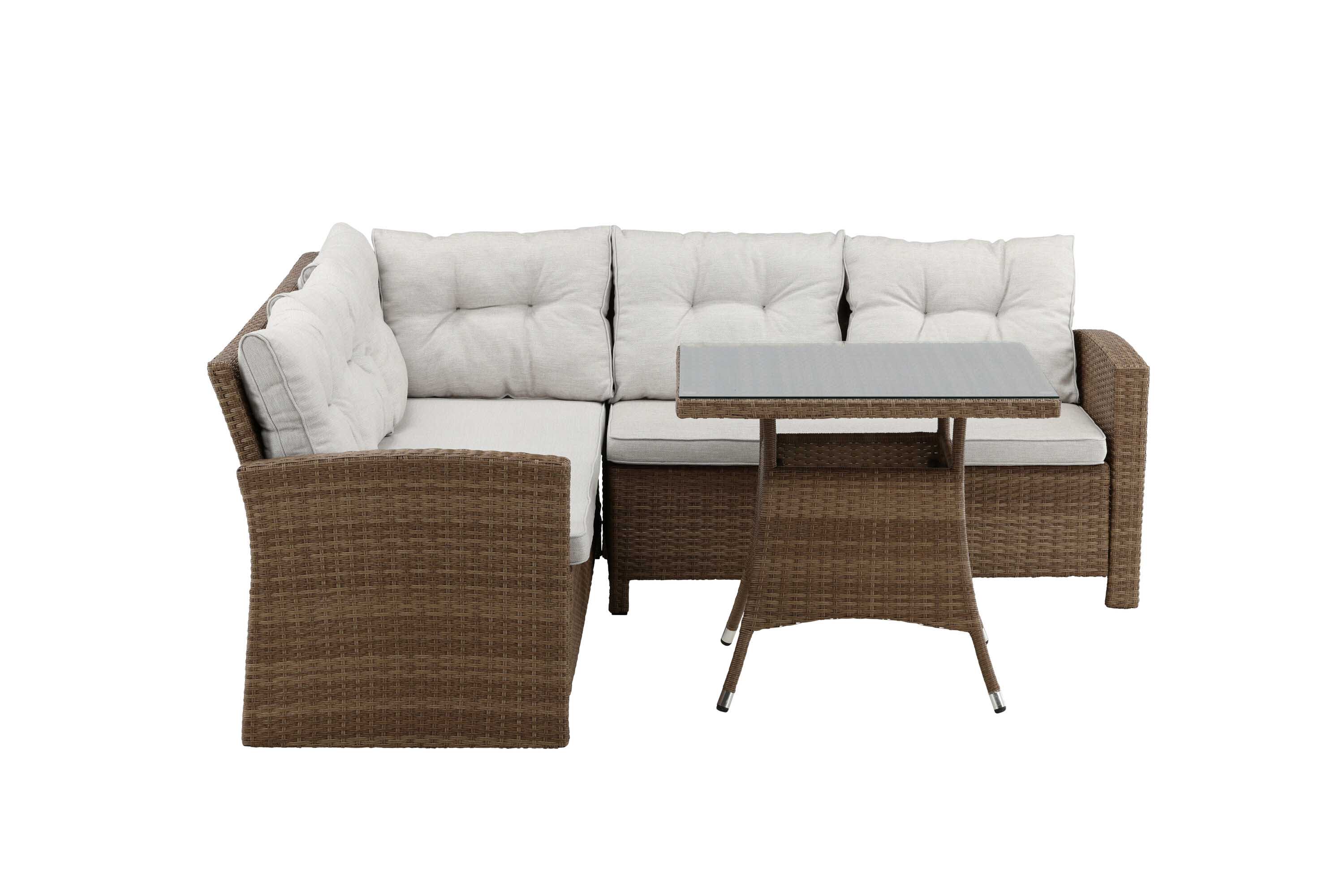 Venture Design Watford sofagruppe Natur med natur hynde 3-personers ende, 2-personers ende & bord 80x80 cm