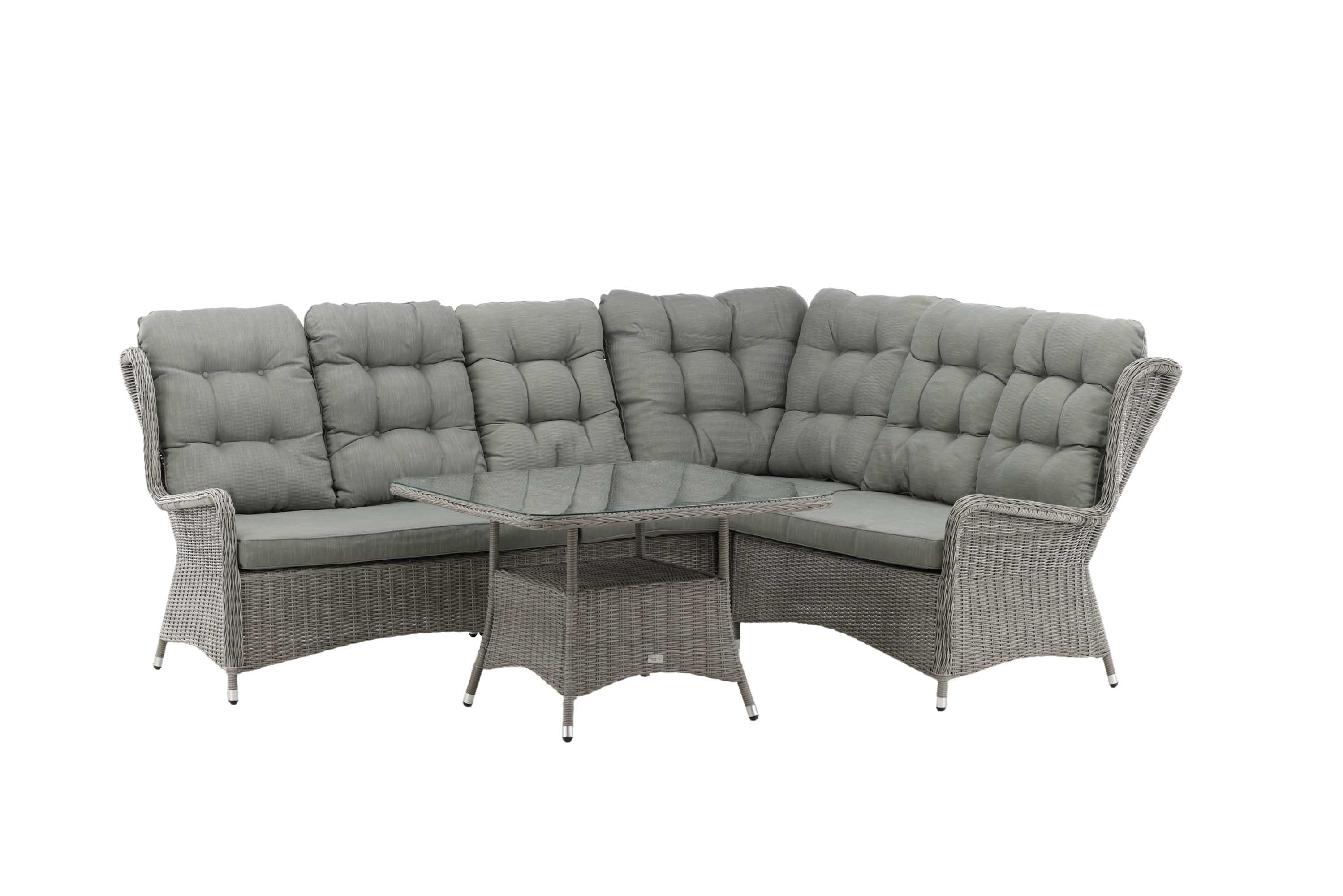 Venture Design Washington sofagruppe Grå med grå pute 2st 2-personers ende, hjørne, midt & bord 100 x 100 cm