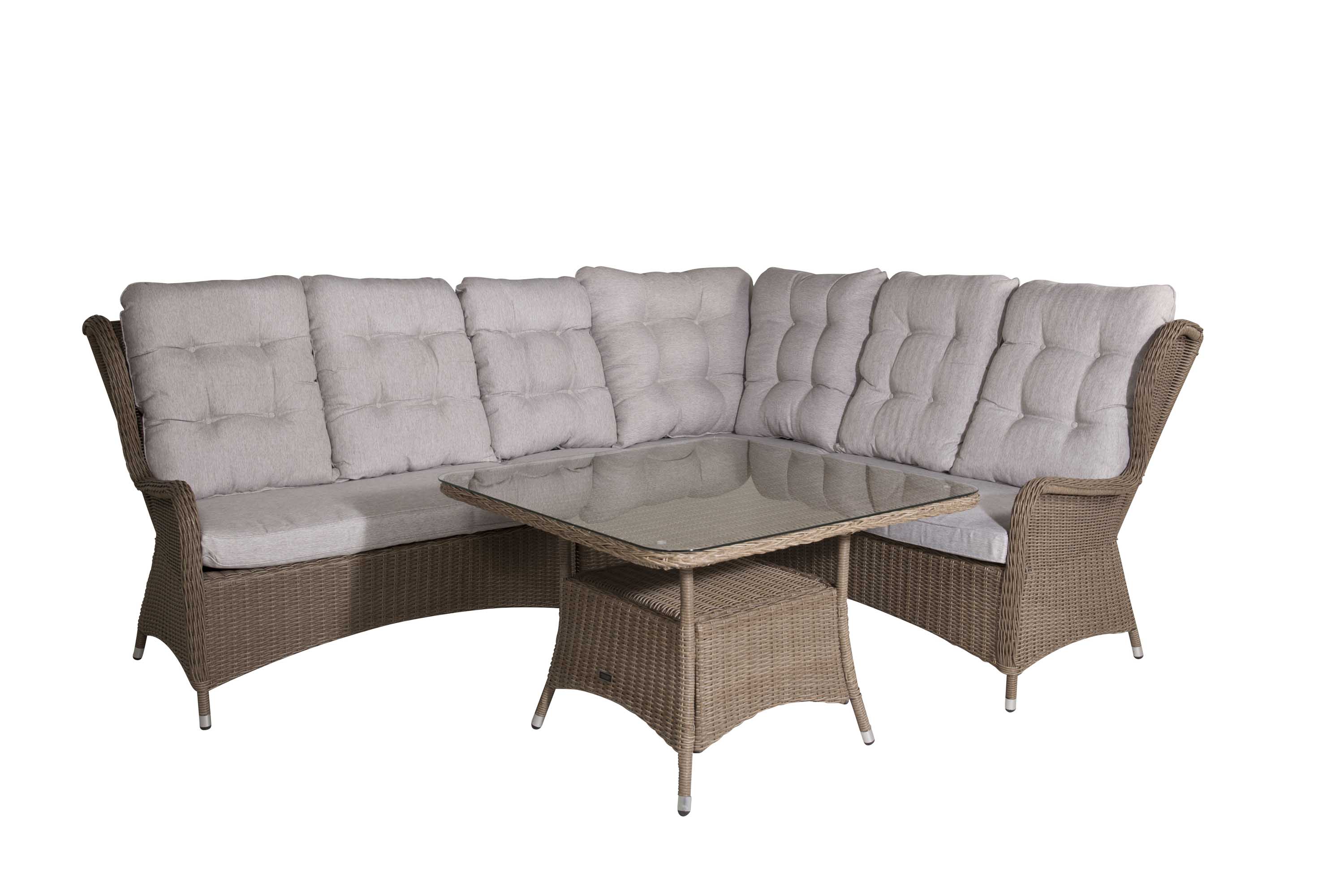 Venture Design Washington sofagruppe Natur med beige pute 2st 2-personers ende, hjørne, midt & bord 100 x 100 cm