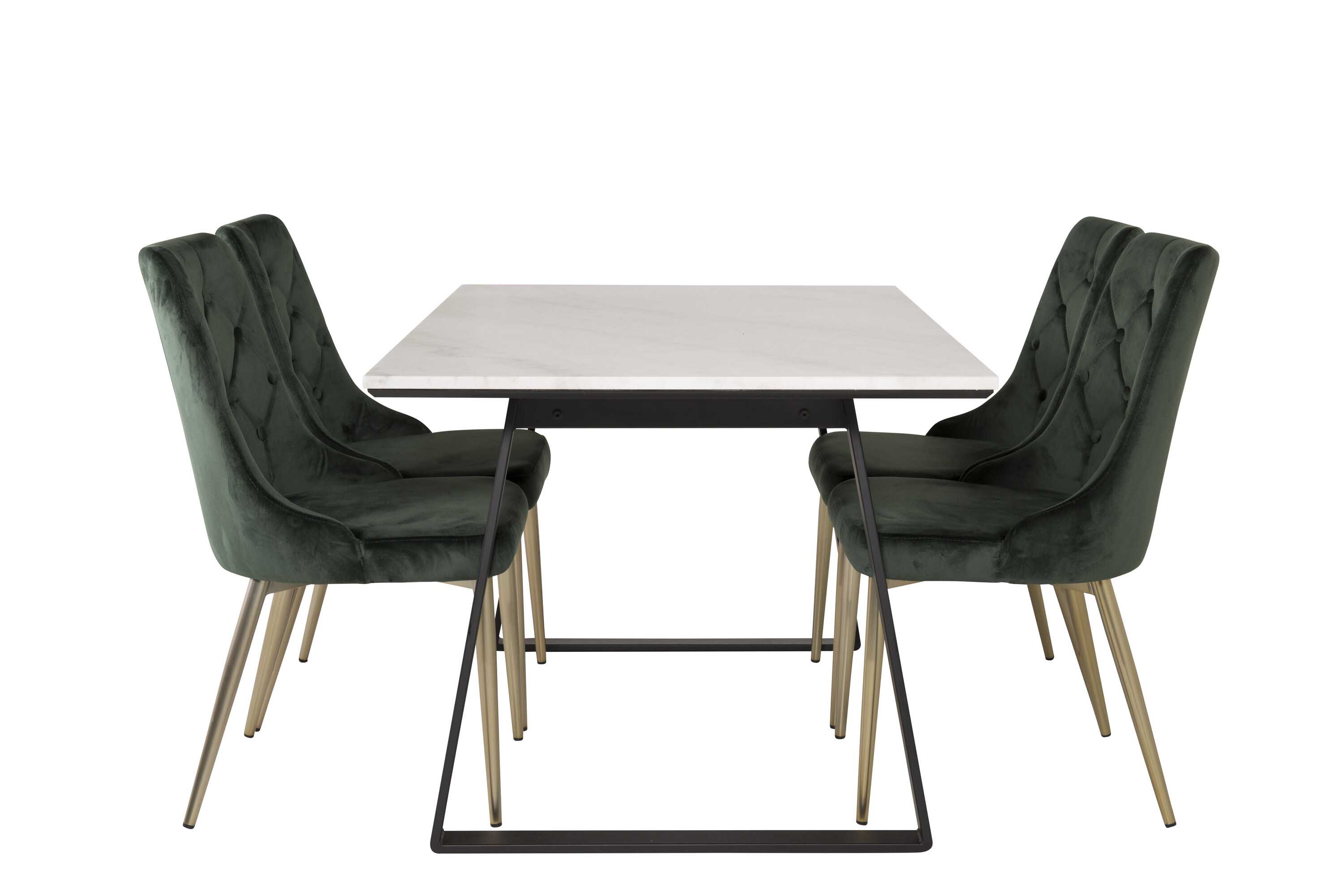 Venture Design Estelle & Velvet spisebordssæt Hvid/grøn 4 st stole & borde 140 x 90 cm