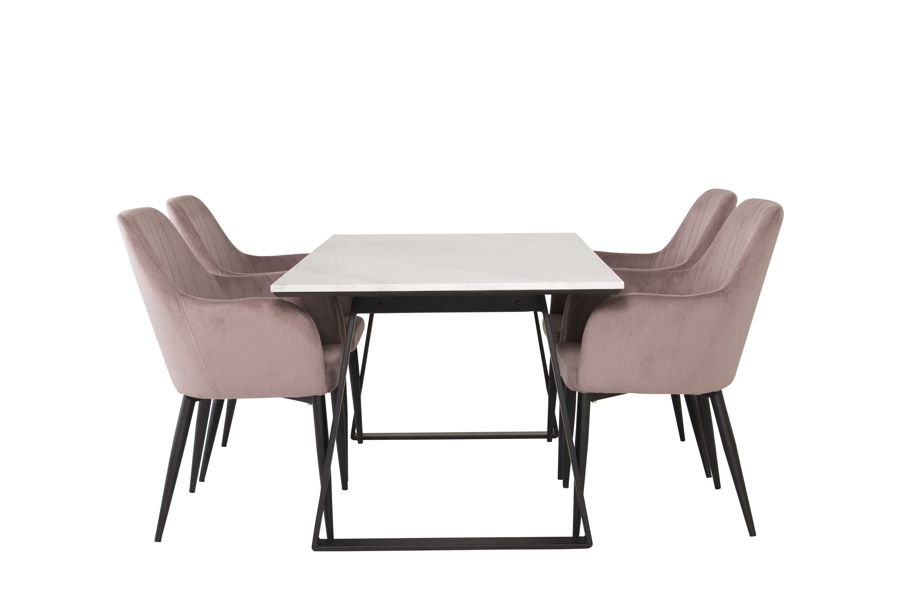 Venture Design Estelle & Comfort spisebordssæt Hvid/rosa 4 st stole & borde 140 x 90 cm