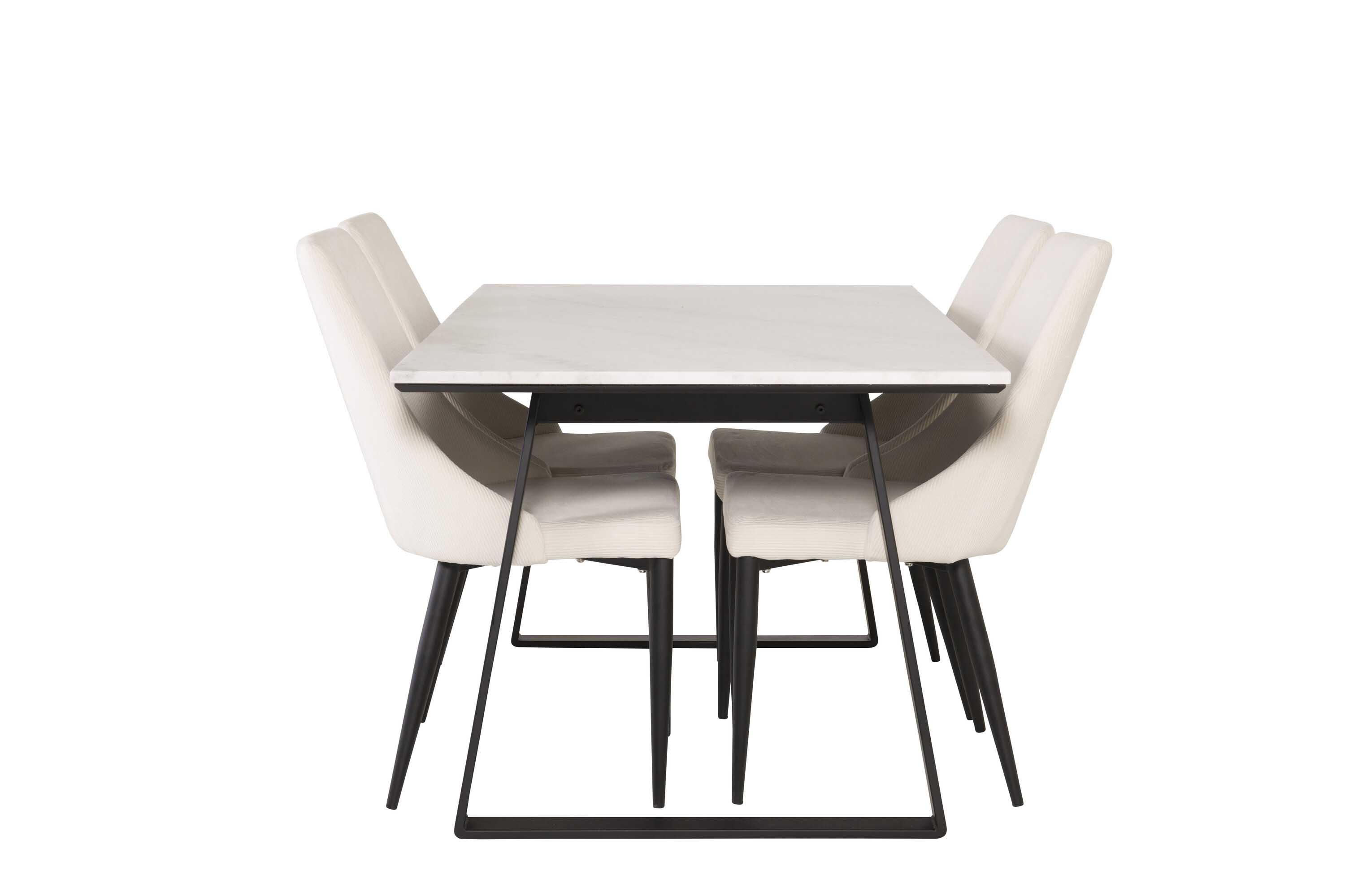Venture Design Estelle & Leone spisebordssæt Hvid/beige 4 st stole & borde 140 x 90 cm