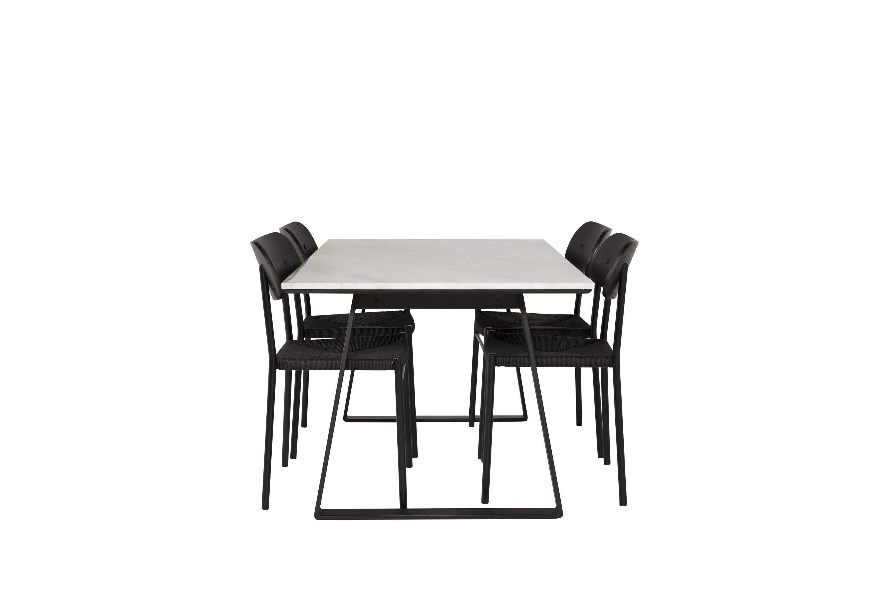 Venture Design Estelle & Polly spisebordssæt Hvid/sort 4 st stole & borde 140 x 90 cm
