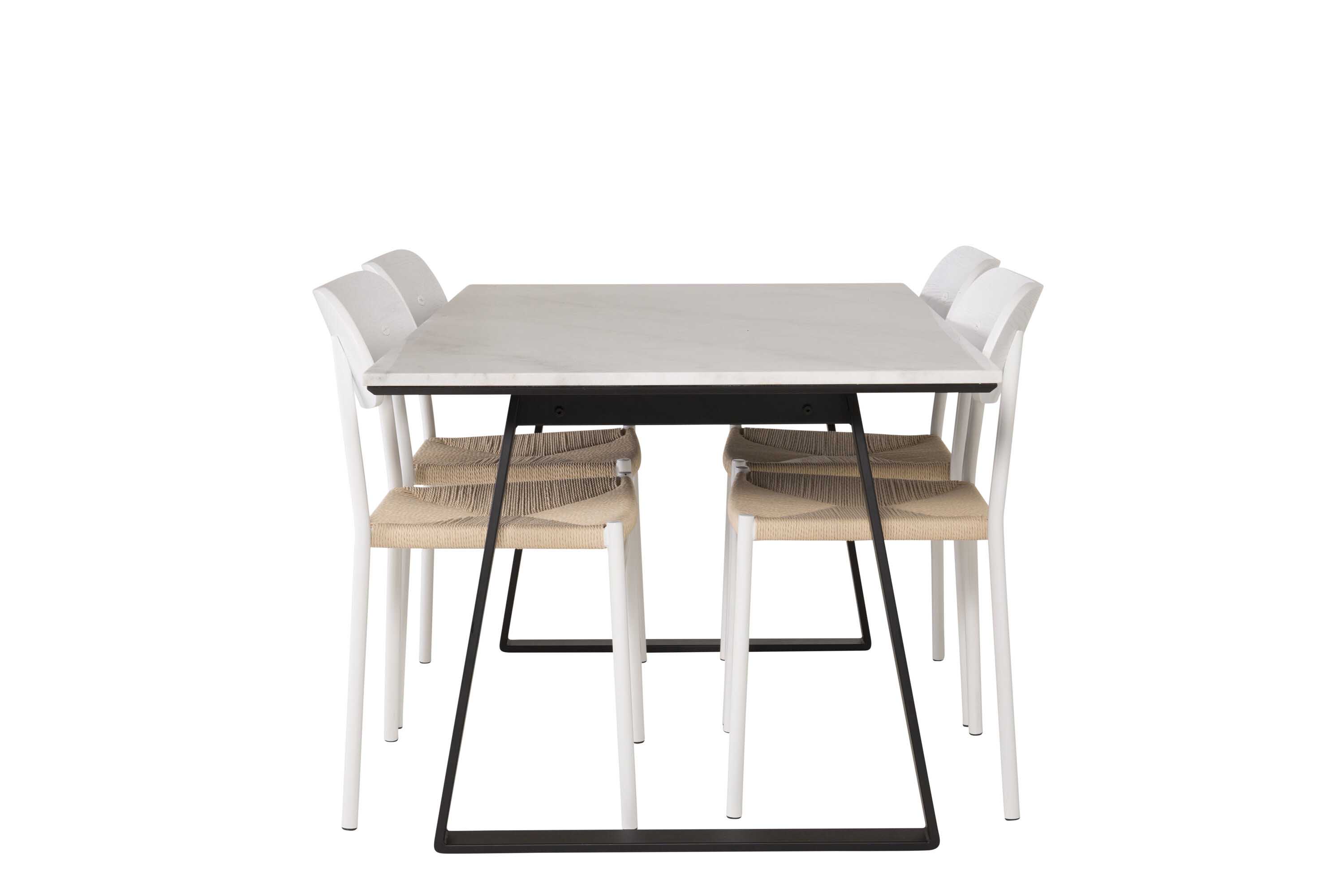 Venture Design Estelle & Polly spisebordssæt Hvid/hvid 4 st stole & borde 140 x 90 cm