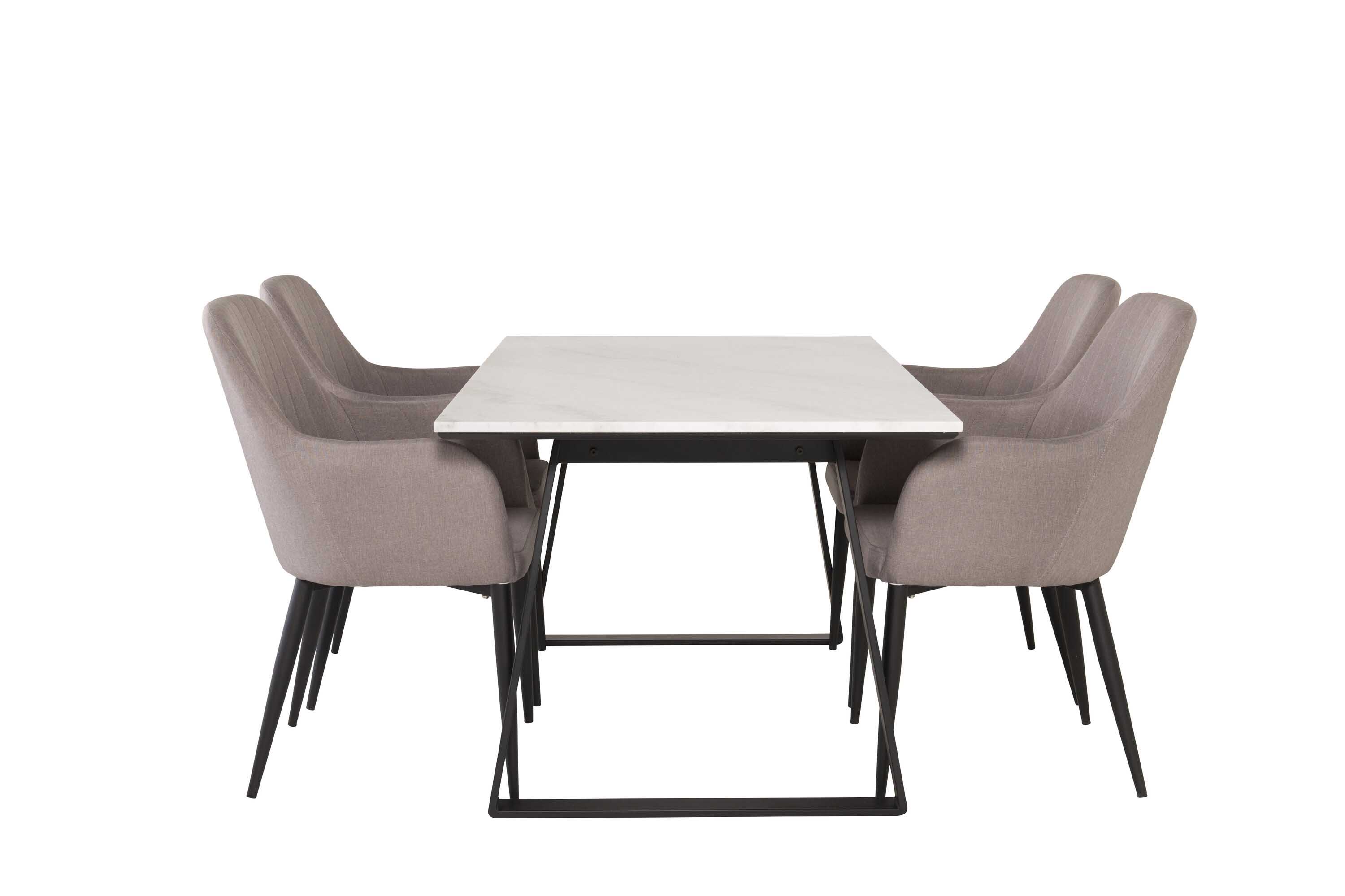 Venture Design Estelle & Comfort spisebordssæt Hvid/grå 4 st stole & borde 140 x 90 cm