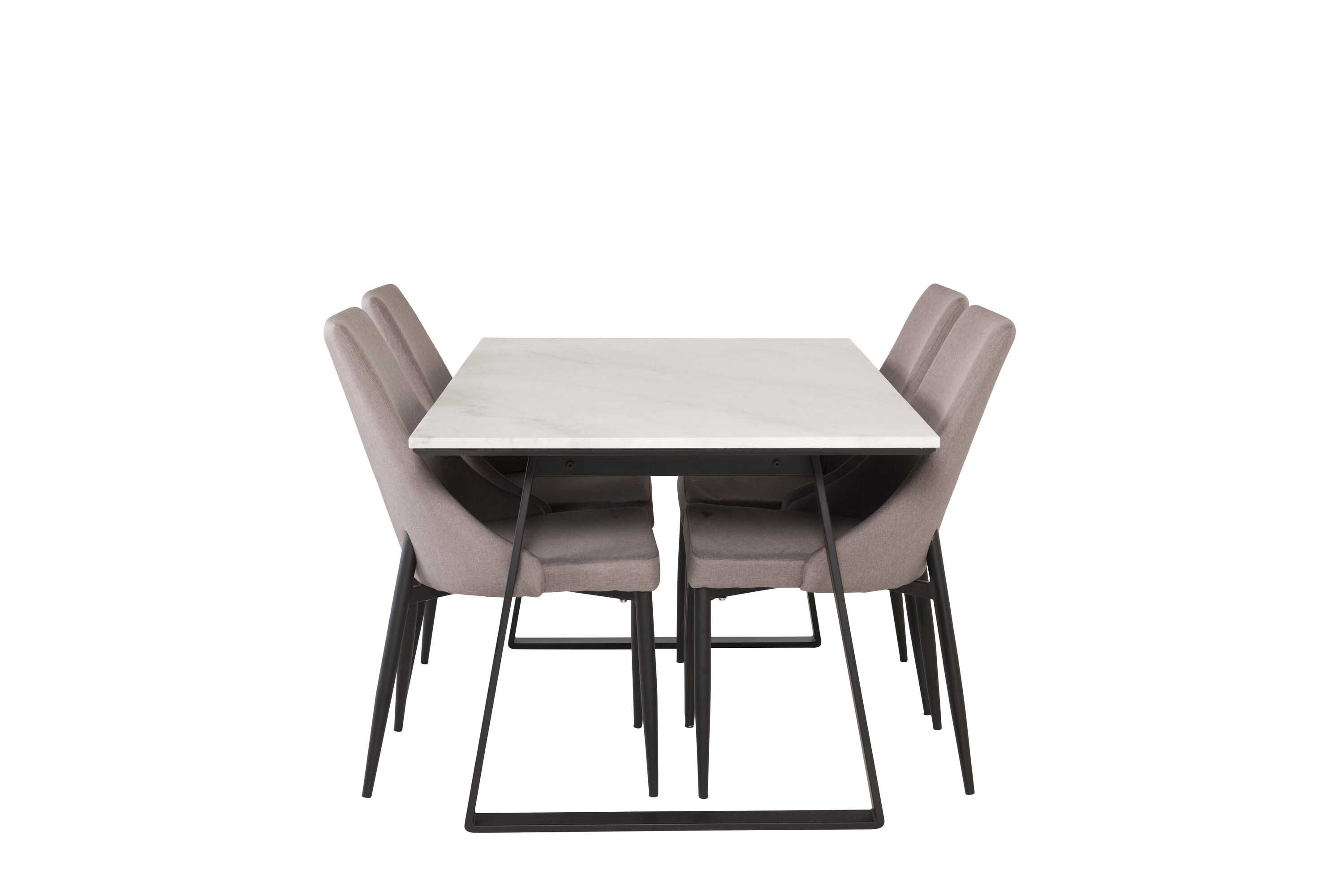 Venture Design Estelle & Leone spisebordssæt Hvid/grå 4 st stole & borde 140 x 90 cm