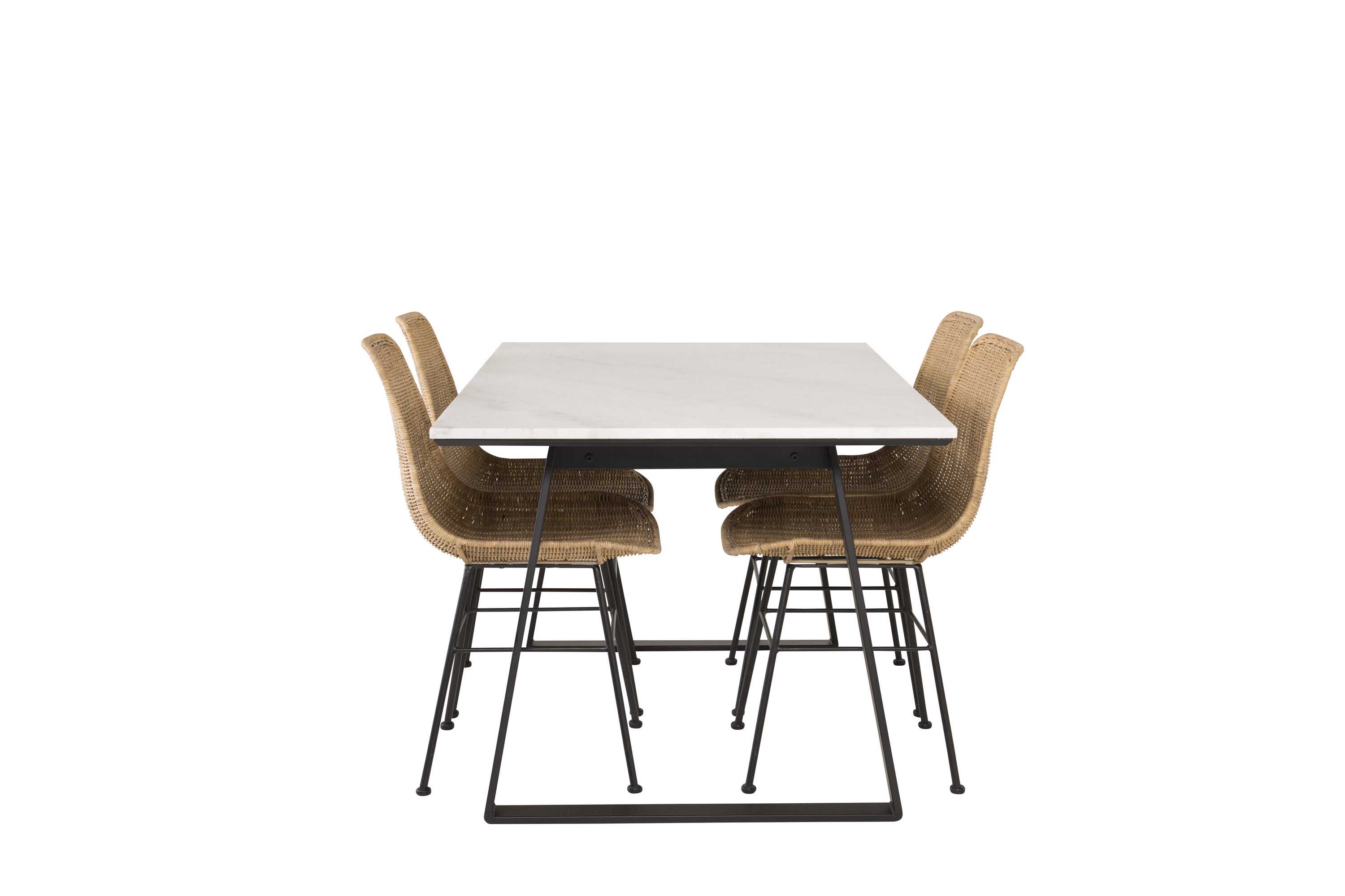 Venture Design Estelle & Bali spisebordssæt Hvid/sort 4 st stole & borde 140 x 90 cm
