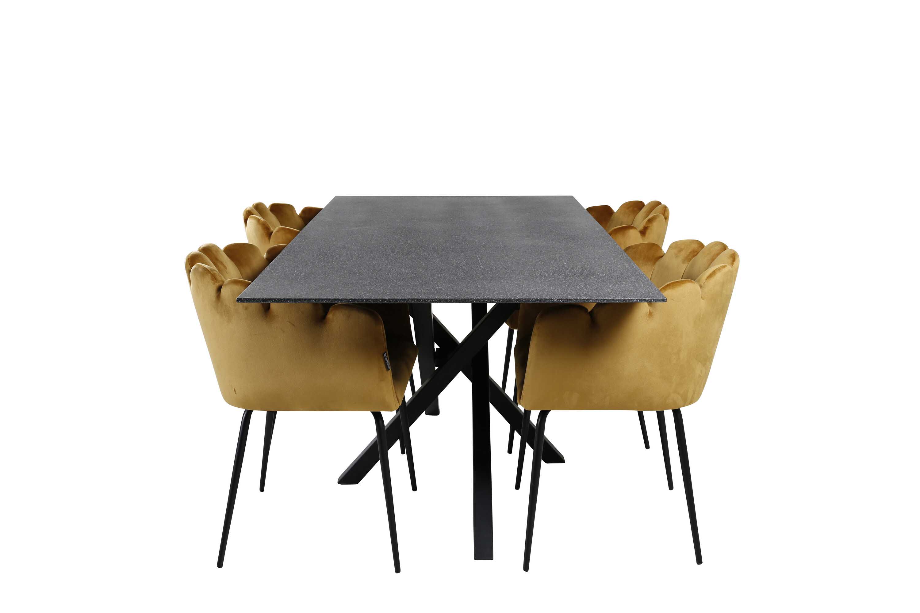 Venture Design Piazza & Limhamn spisegruppe Grå/gul 4 st stoler & bord 180 x 90 cm