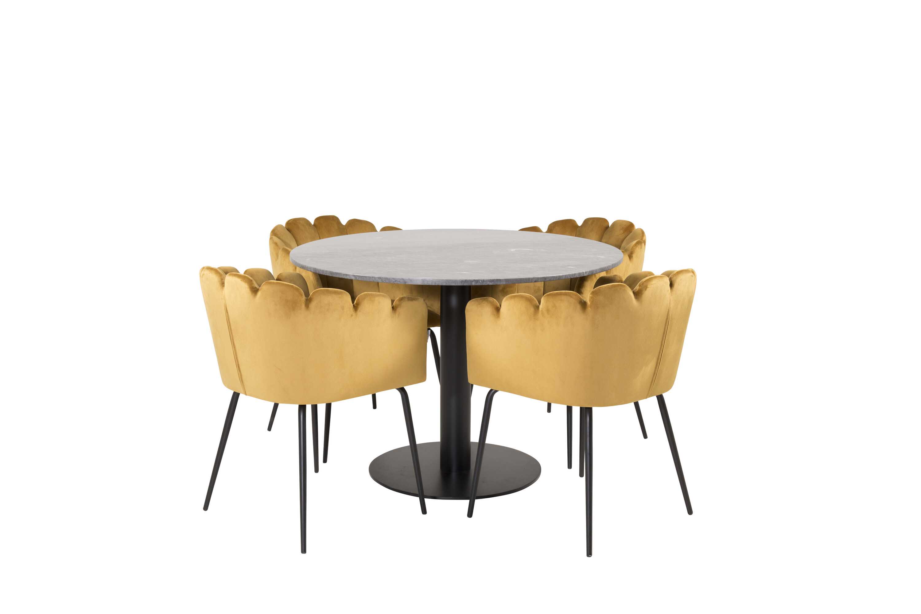 Venture Design Estelle & Limhamn spisegruppe Svart/gul 4 st stoler & bord 106 cm