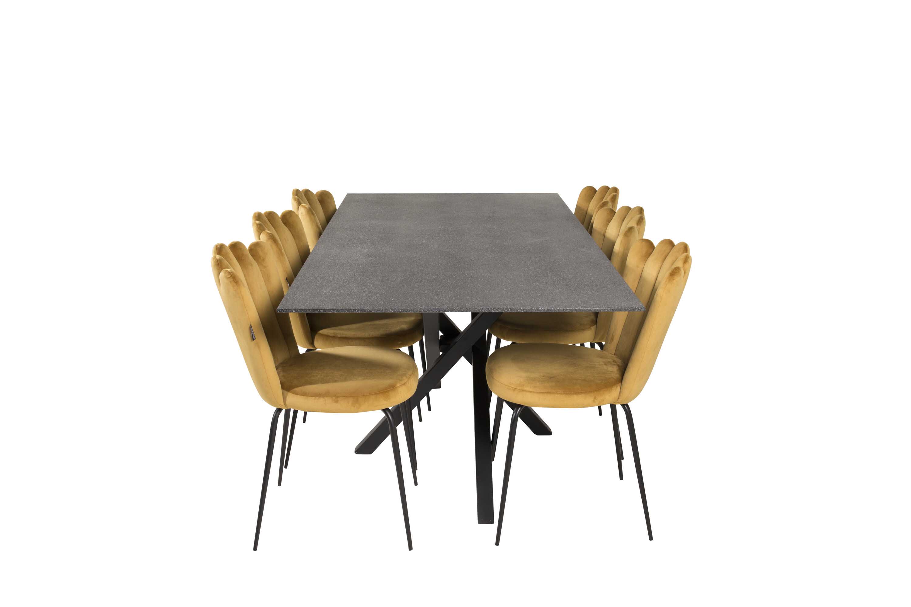 Venture Design Piazza & Limhamn spisegruppe Grå/gul 6 st stoler & bord 180 x 90 cm