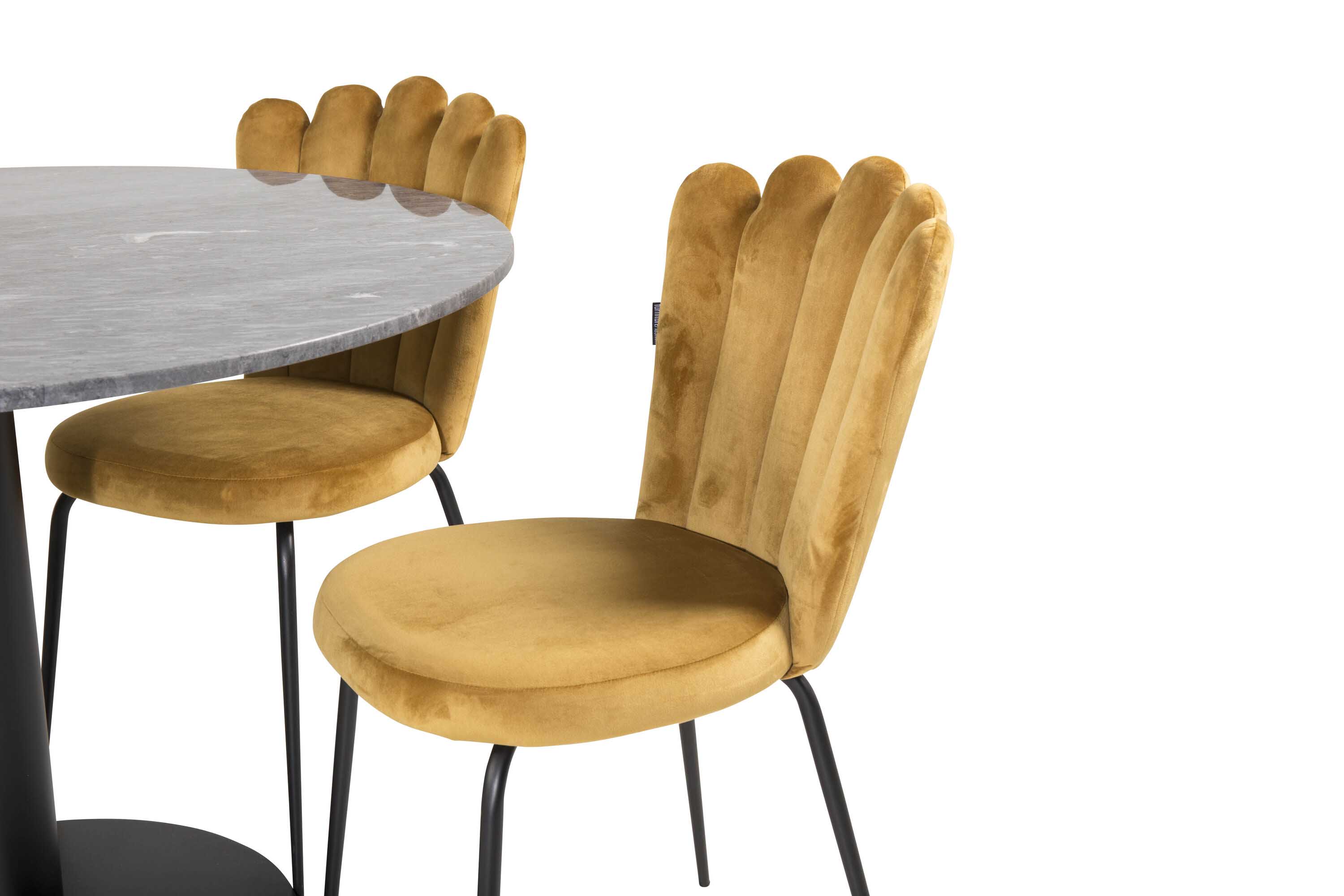 Venture Design Estelle & Limhamn spisegruppe Svart/gul 4 st stoler & bord 106 cm