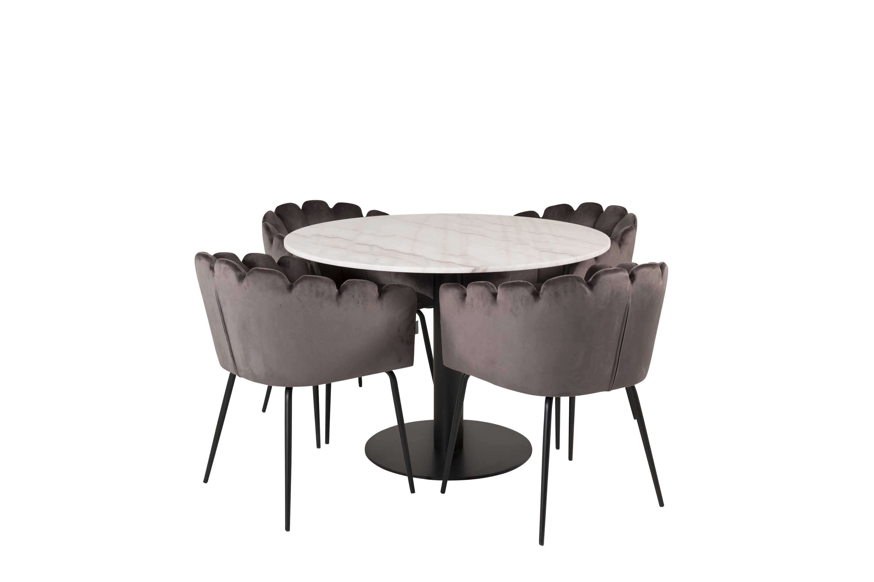 Venture Design Estelle & Limhamn spisegruppe Hvit/grå 4 st stoler & bord 106 cm