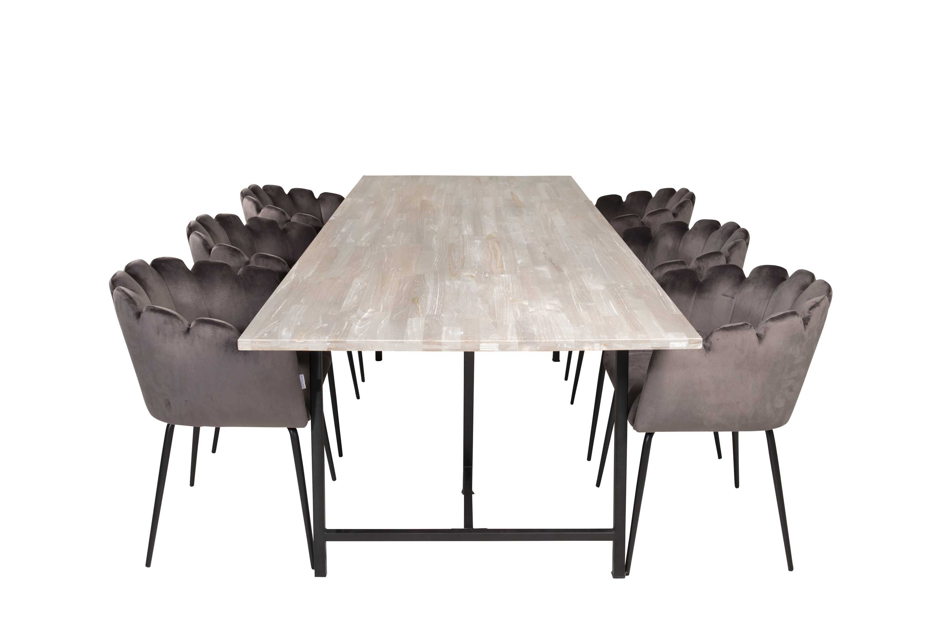 Venture Design Jepara & Limhamn spisegruppe Grå/grå 6 st stoler & bord 250 x 100 cm