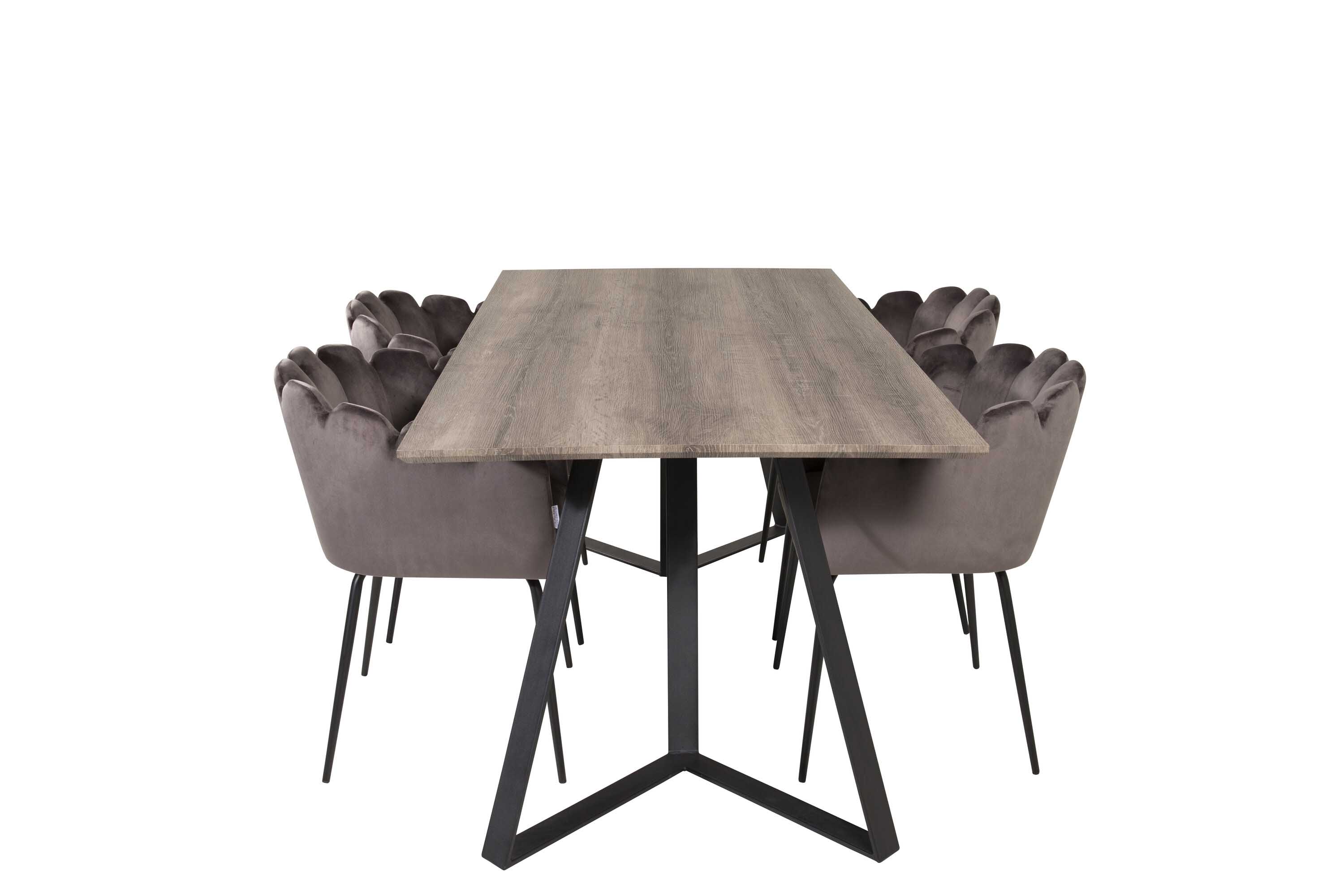 Venture Design Marina & Limhamn spisegruppe Grå/grå 4 st stoler & bord 180 x 90 cm