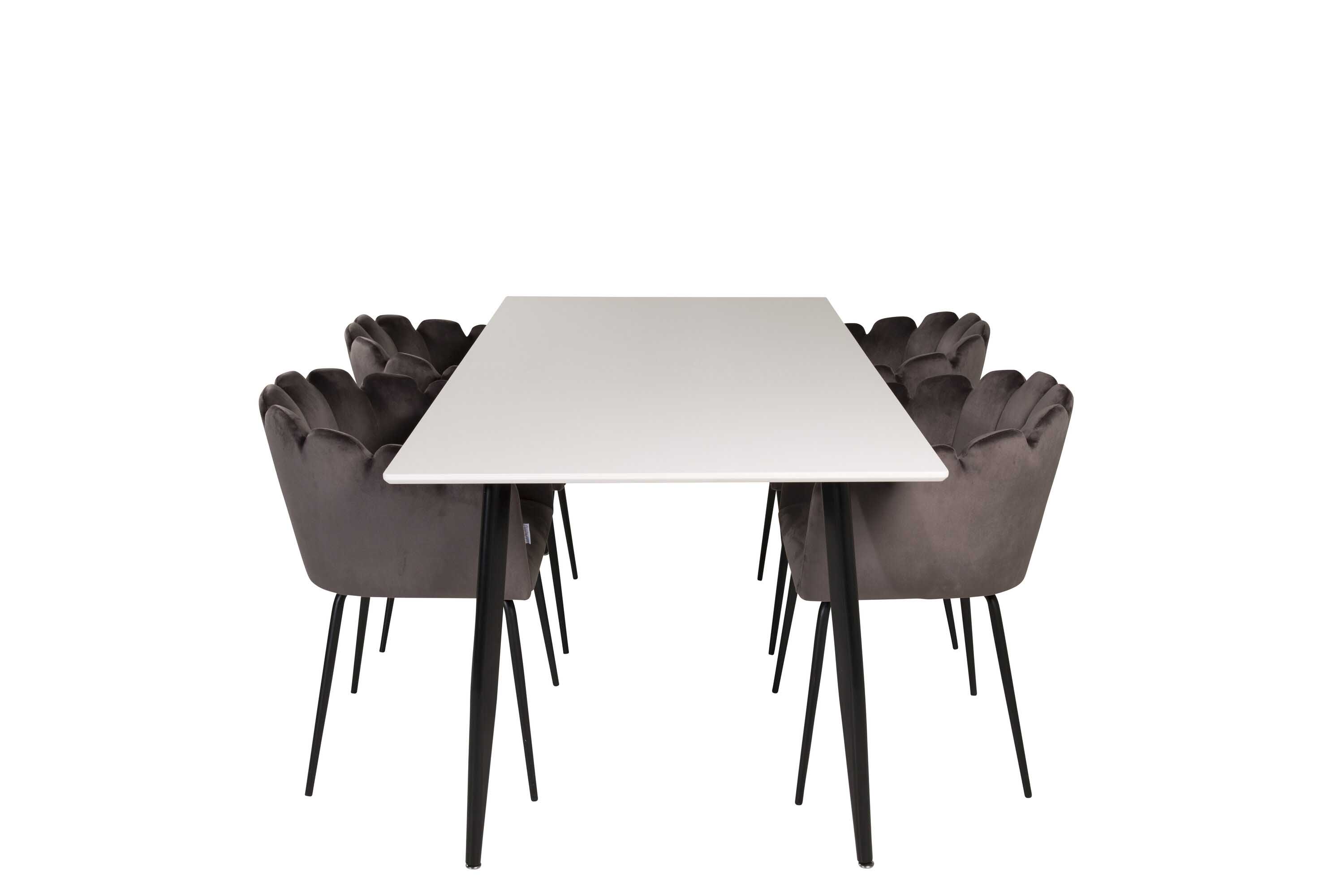 Venture Design Polar & Limhamn spisegruppe Hvit/grå 4 st stoler & bord 180 x 90 cm