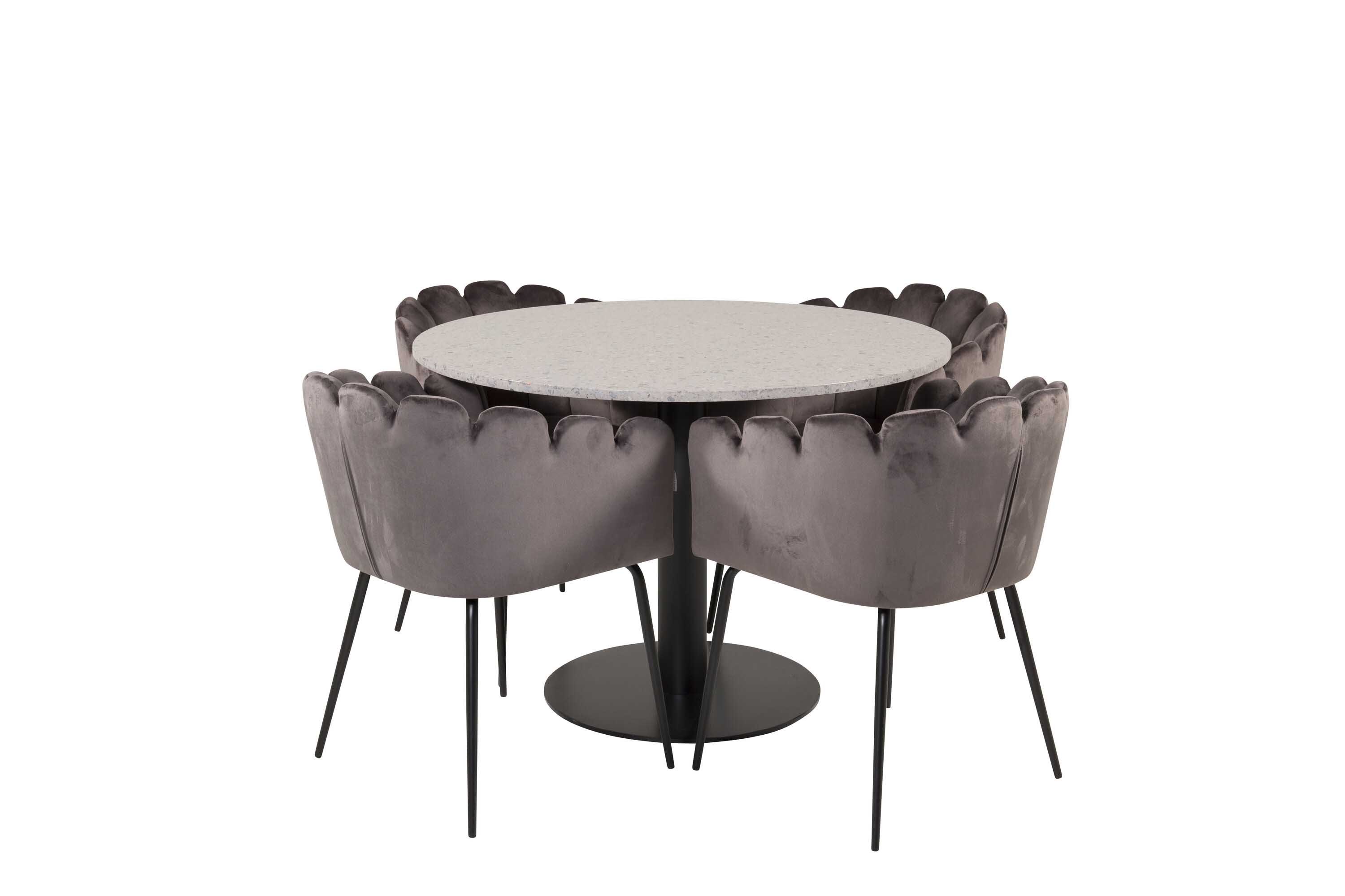 Venture Design Razzia & Limhamn spisegruppe Grå/grå 4 st stoler & bord 106 cm