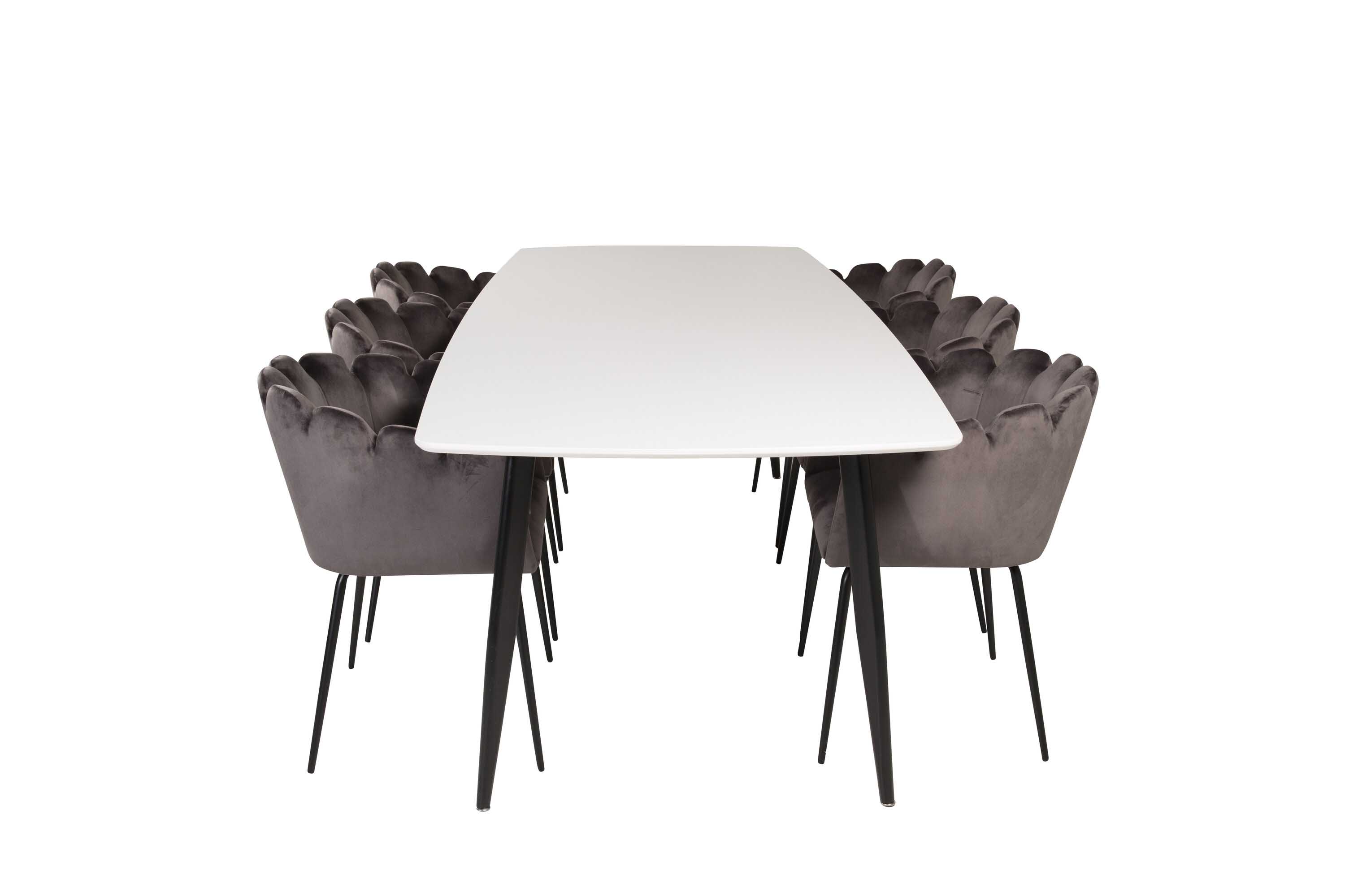 Venture Design Polar & Limhamn spisegruppe Hvit/grå 6 st stoler & bord 240 x 100 cm