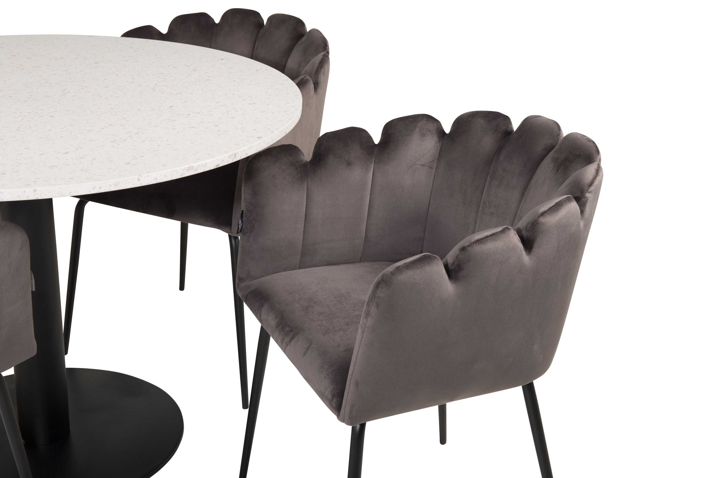 Venture Design Razzia & Limhamn spisegruppe Hvit/grå 4 st stoler & bord 106 cm