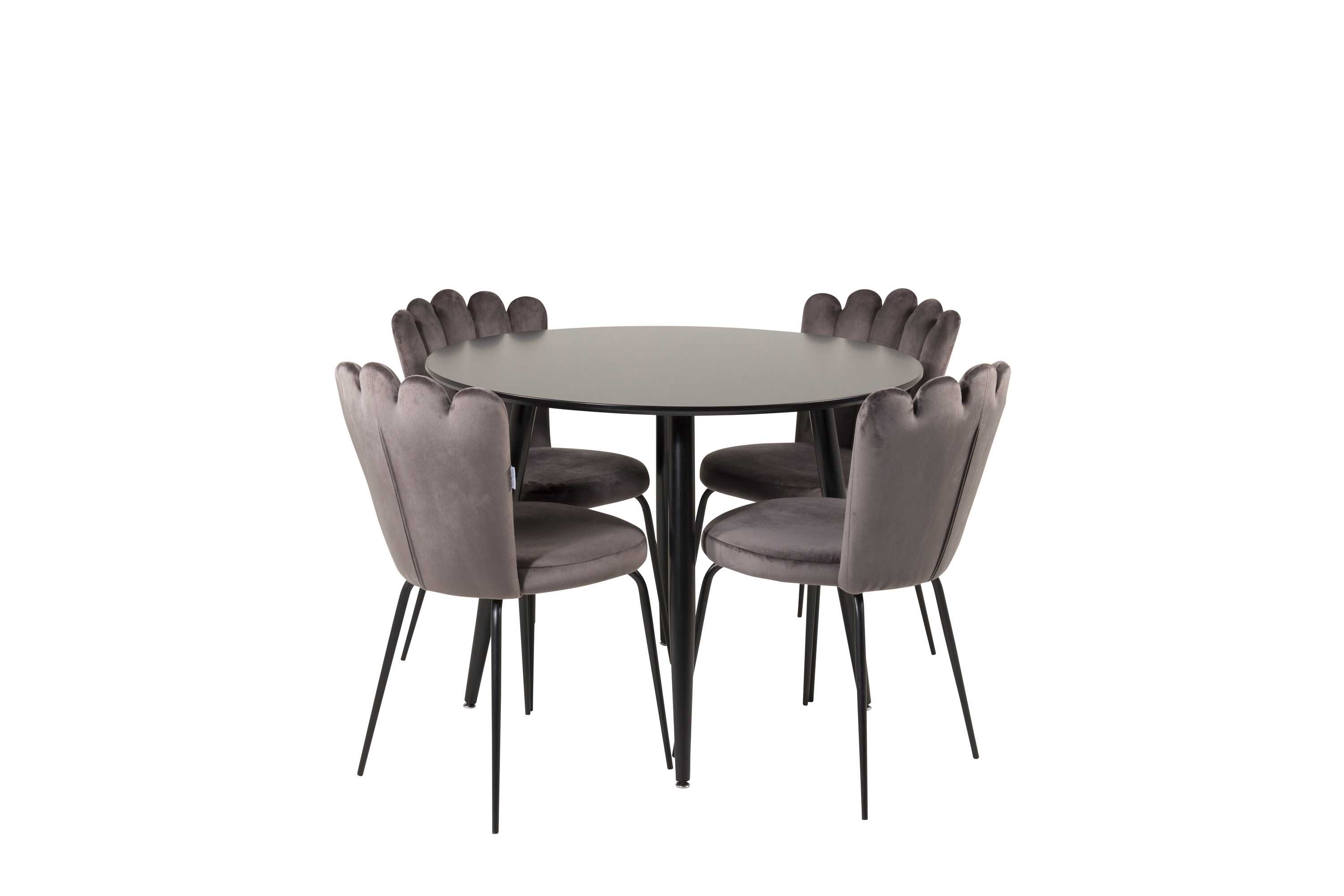 Venture Design Plaza & Limhamn spisegruppe Svart/grå 4 st stoler & bord 100 cm