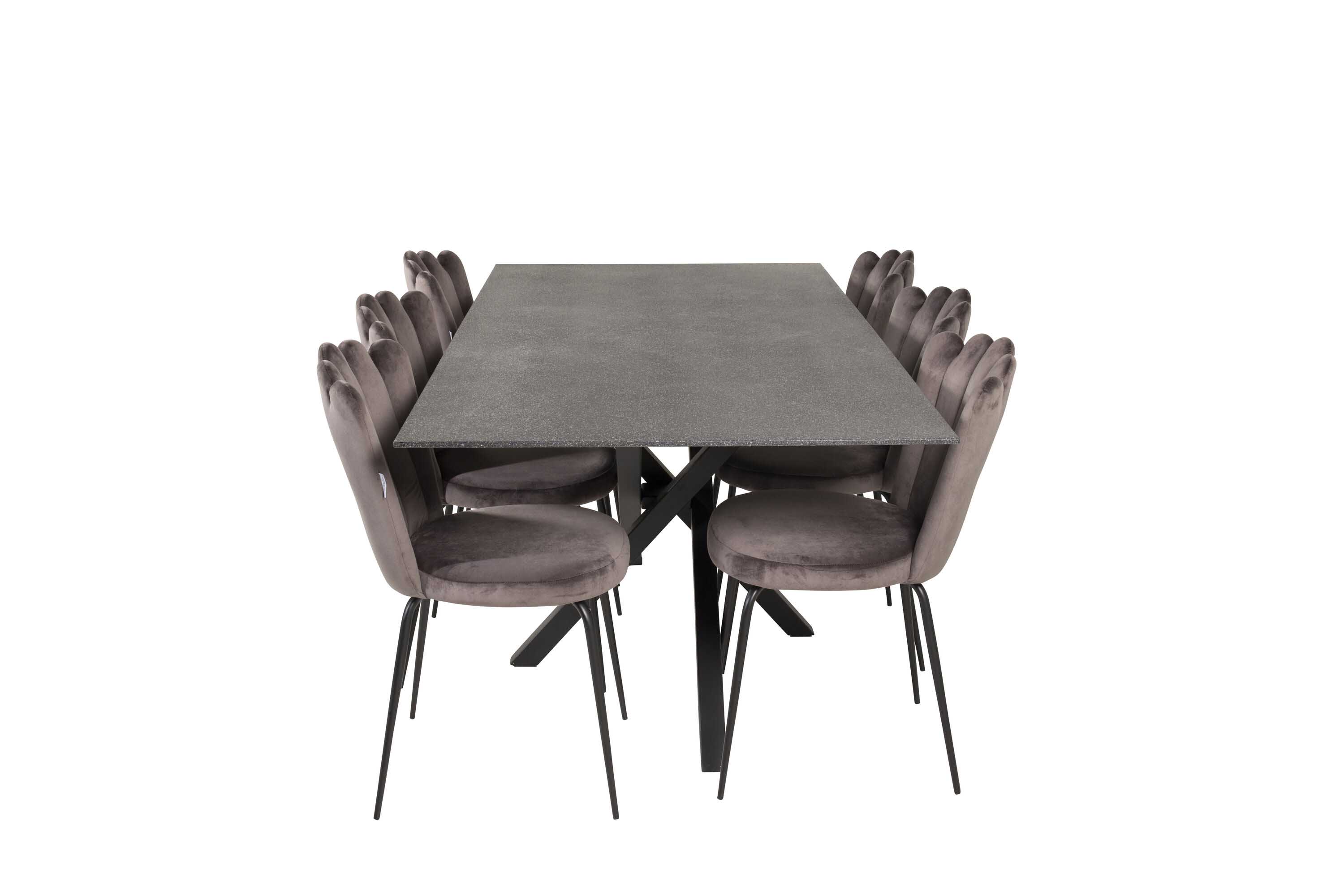Venture Design Piazza & Limhamn spisegruppe Grå/grå 6 st stoler & bord 180 x 90 cm