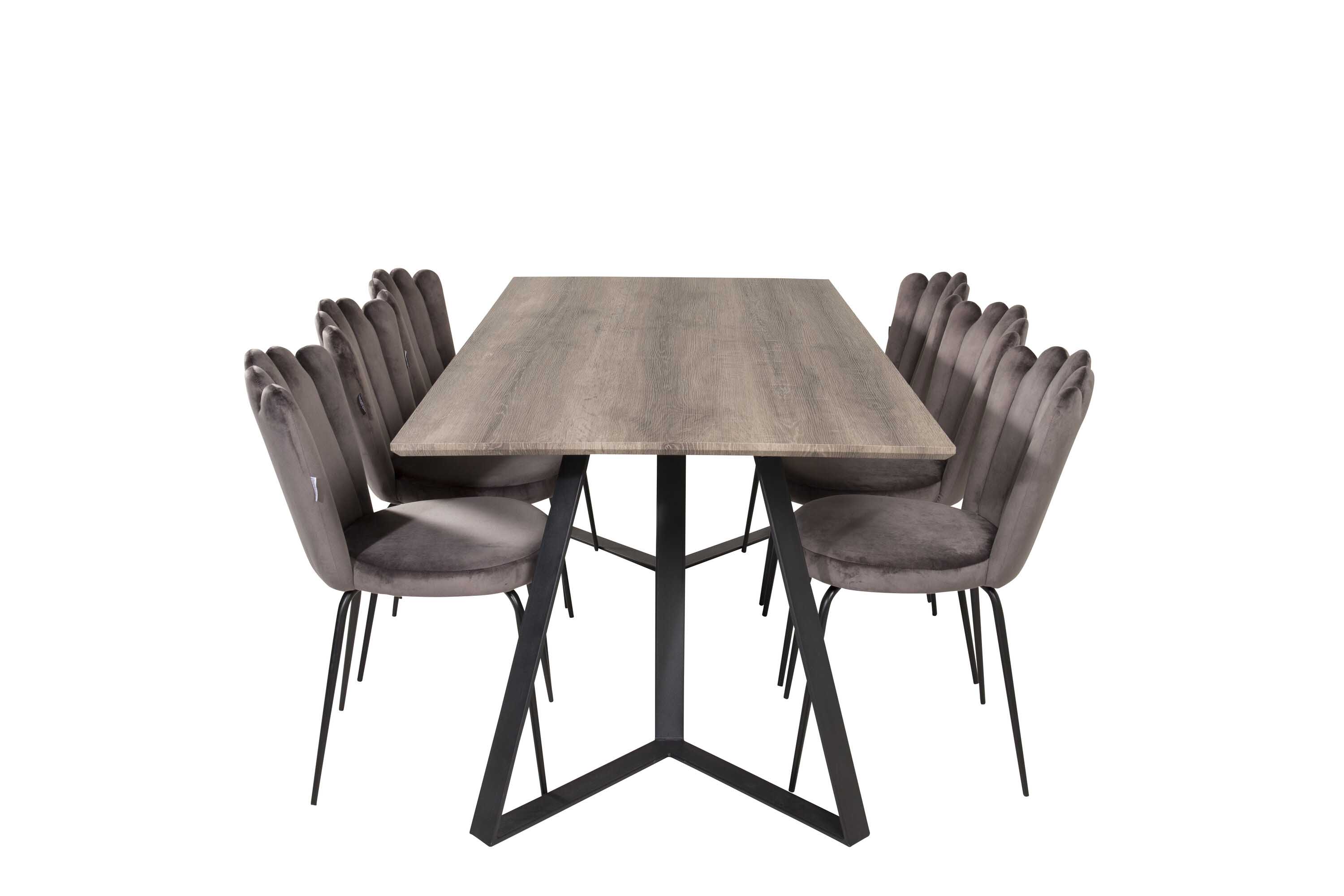 Venture Design Marina & Limhamn spisegruppe Grå/grå 6 st stoler & bord 180 x 90 cm
