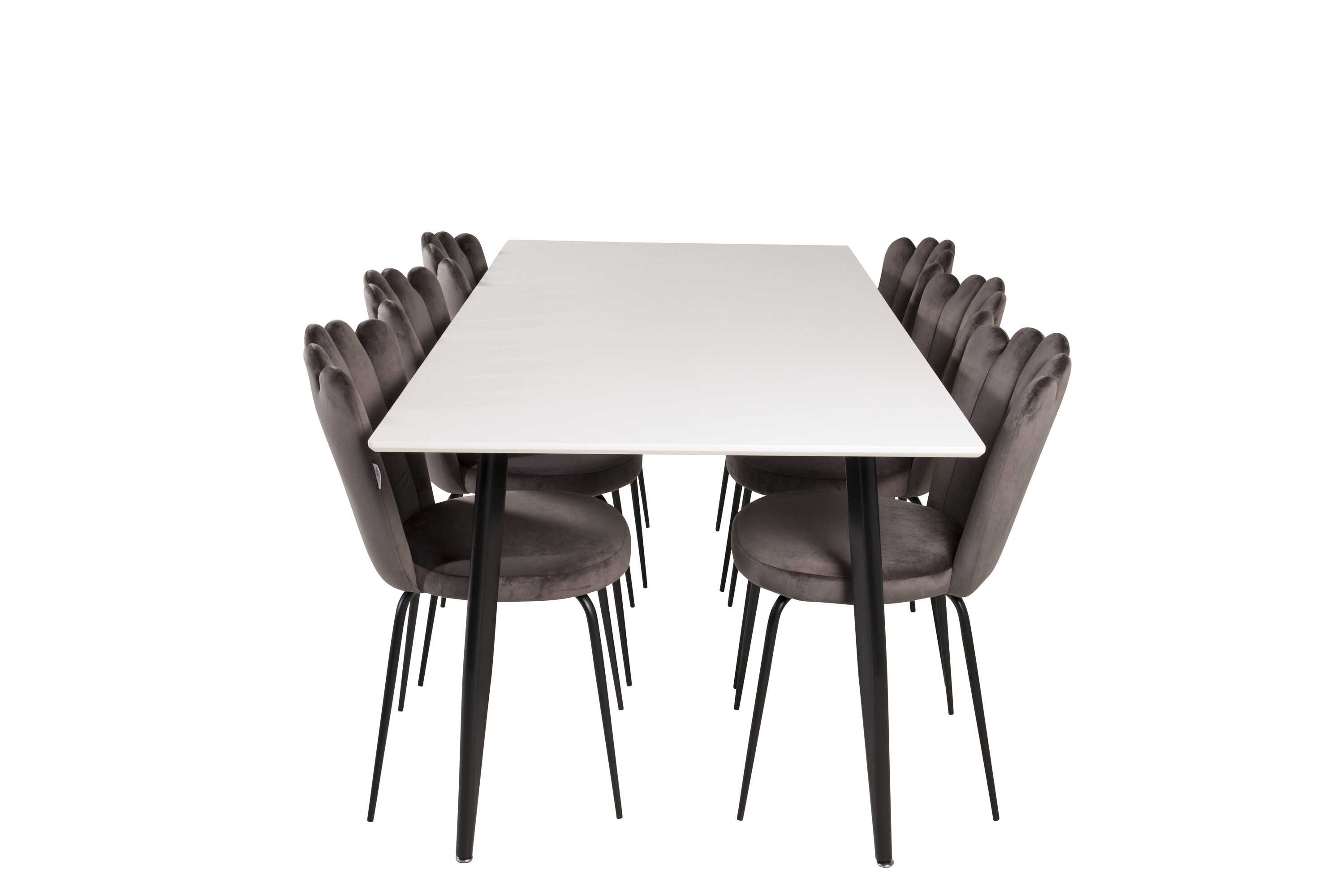 Venture Design Polar & Limhamn spisegruppe Hvit/grå 6 st stoler & bord 180 x 90 cm