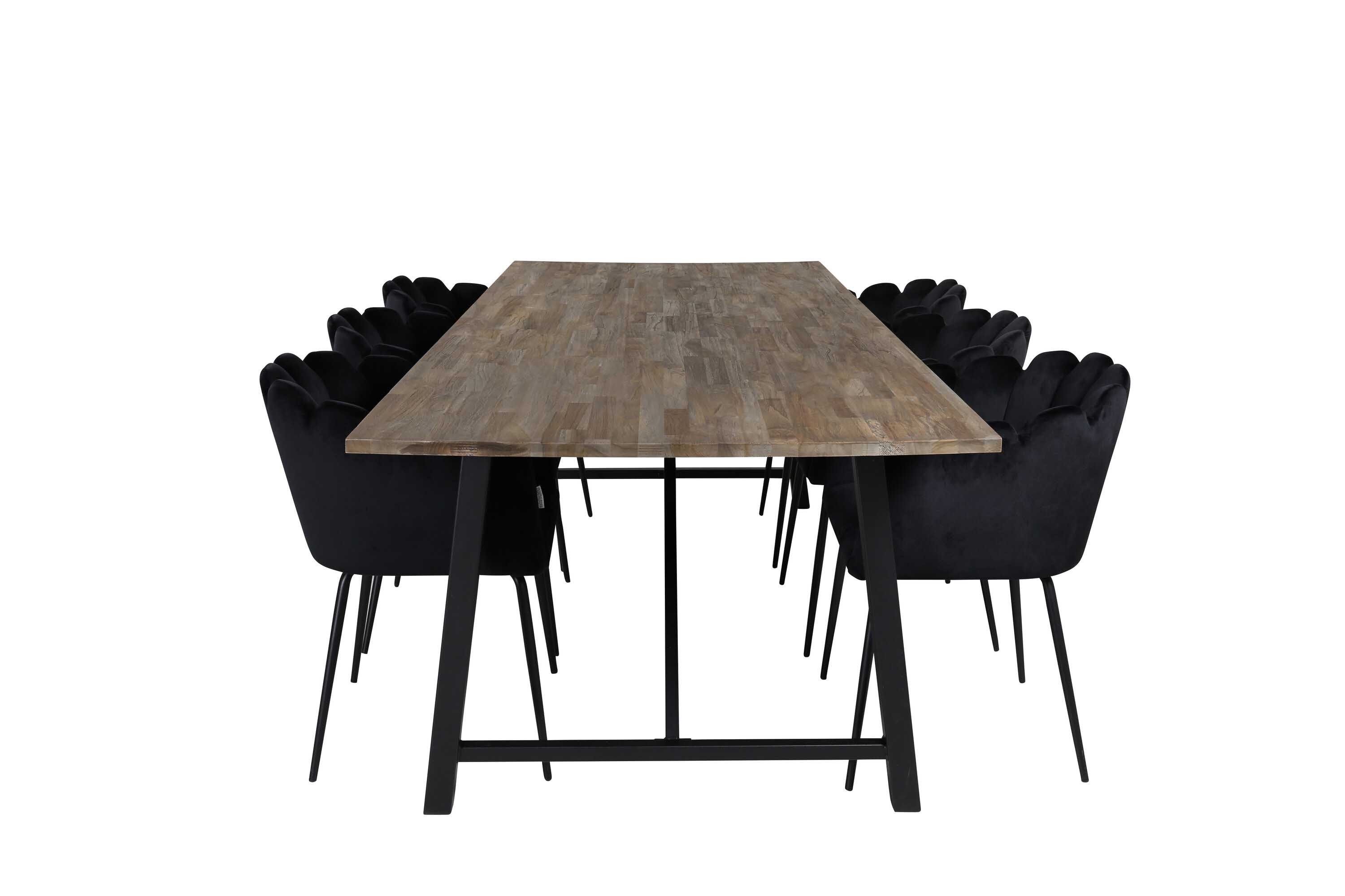 Venture Design Malang & Limhamn spisegruppe Natur/svart 6 st stoler & bord 250 x 100 cm